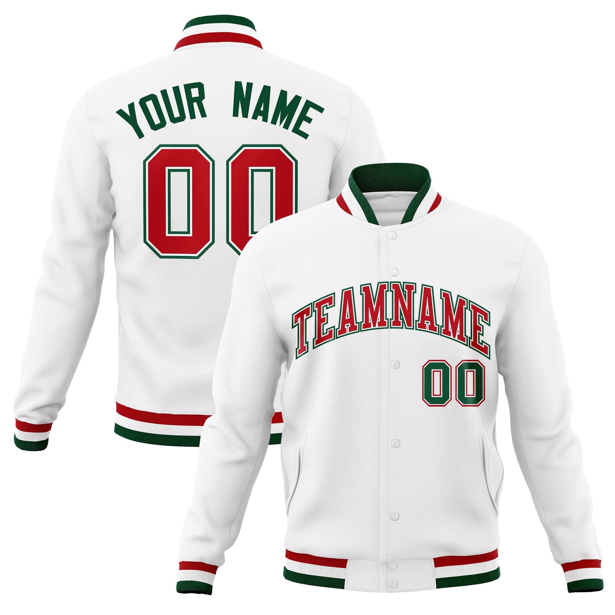 Custom White Black-Gray Classic Style Varsity Full-Snap Letterman Jacket | KXKSHOP