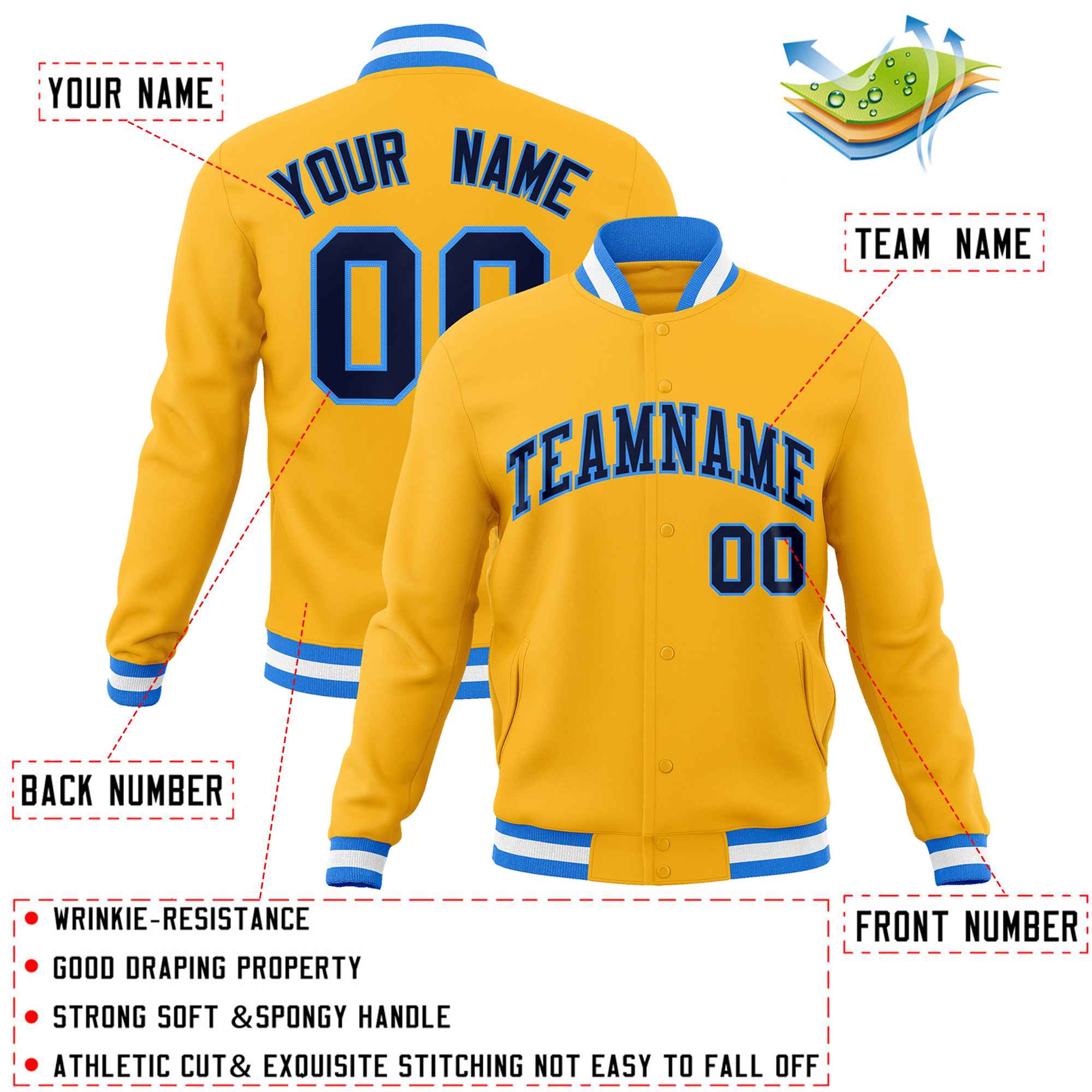 Custom White Black-Gray Classic Style Varsity Full-Snap Letterman Jacket | KXKSHOP