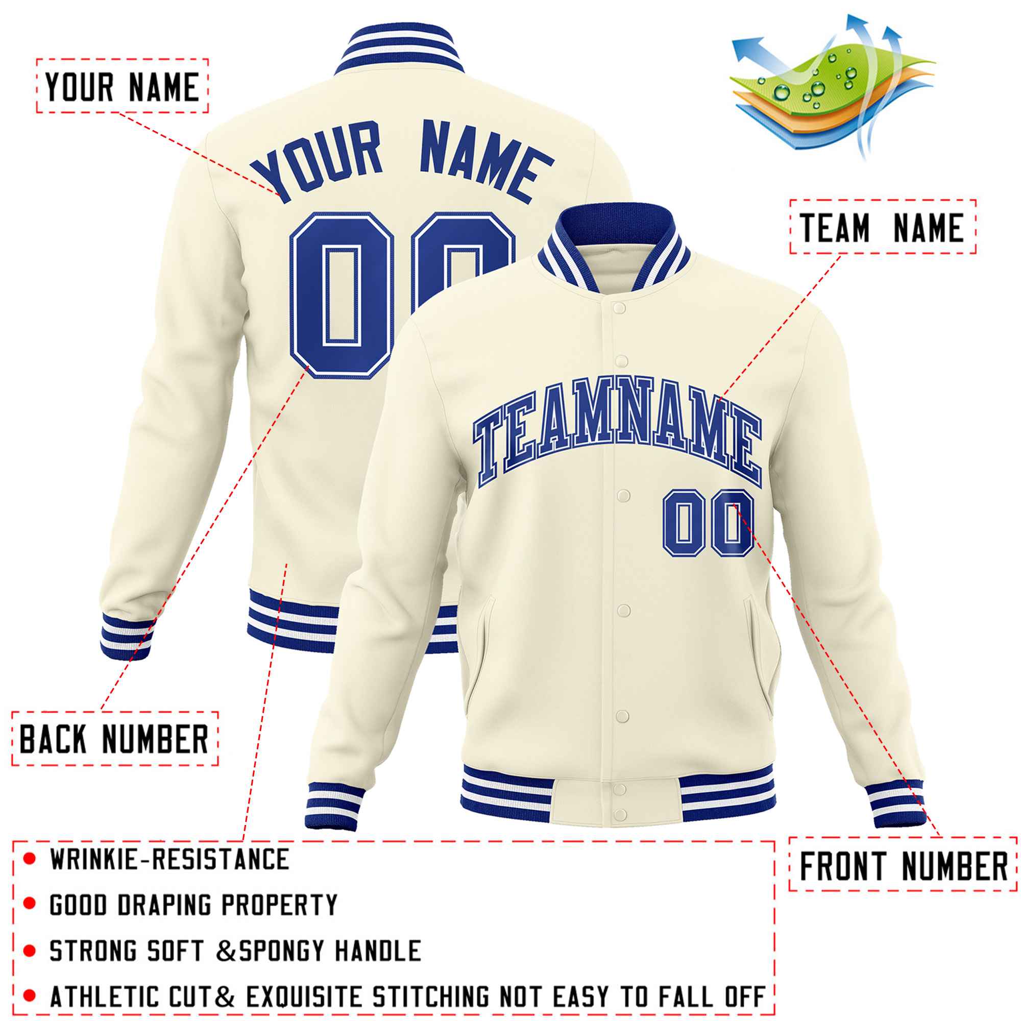 Custom White Black-Gray Classic Style Varsity Full-Snap Letterman Jacket | KXKSHOP