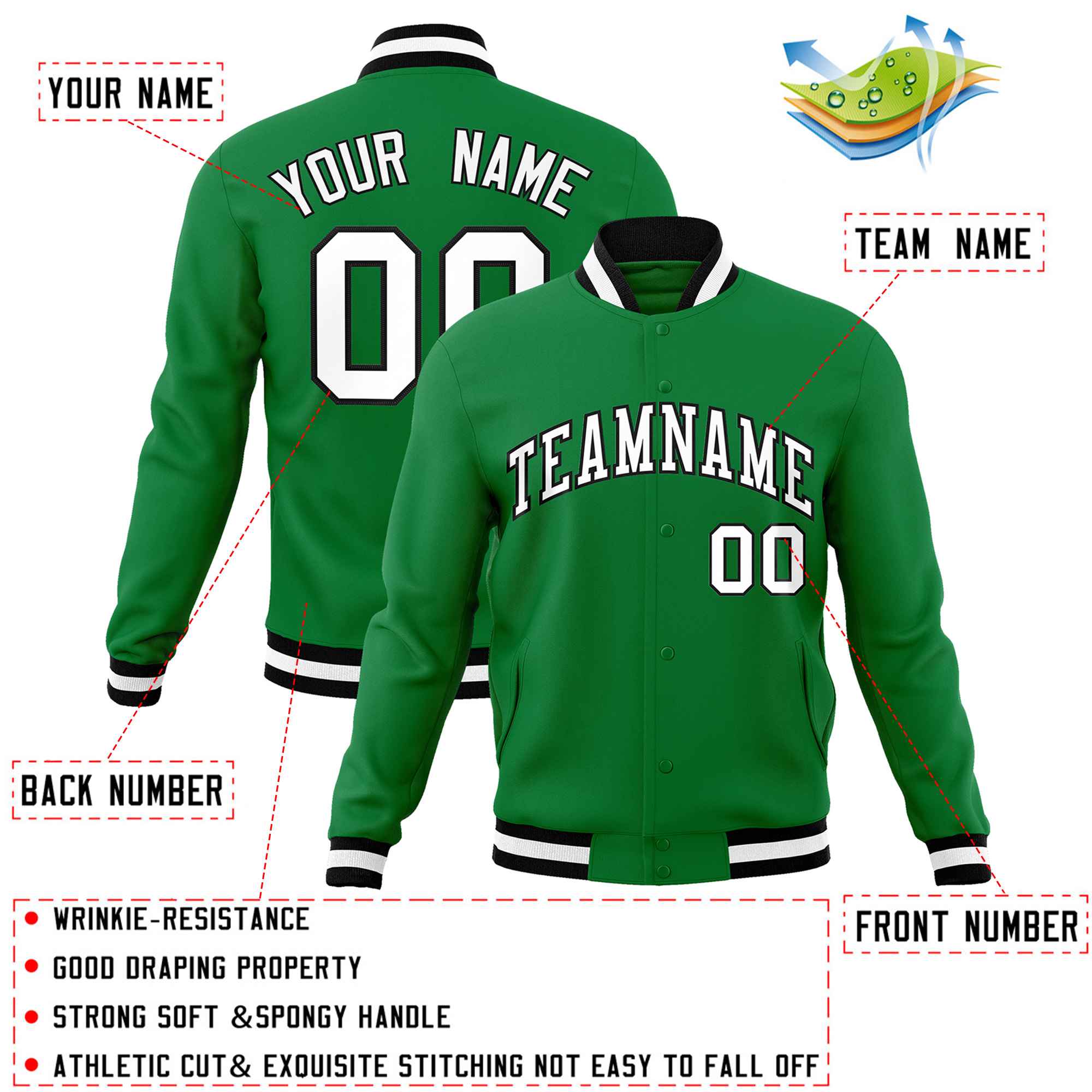 Custom White Black-Gray Classic Style Varsity Full-Snap Letterman Jacket | KXKSHOP