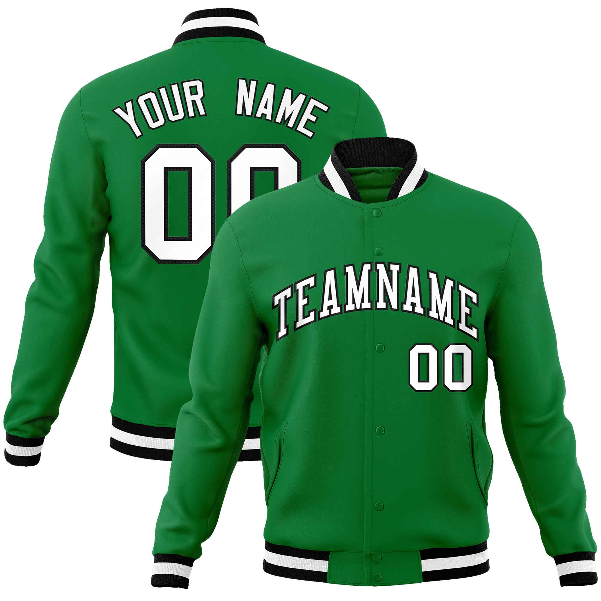 Custom White Black-Gray Classic Style Varsity Full-Snap Letterman Jacket | KXKSHOP