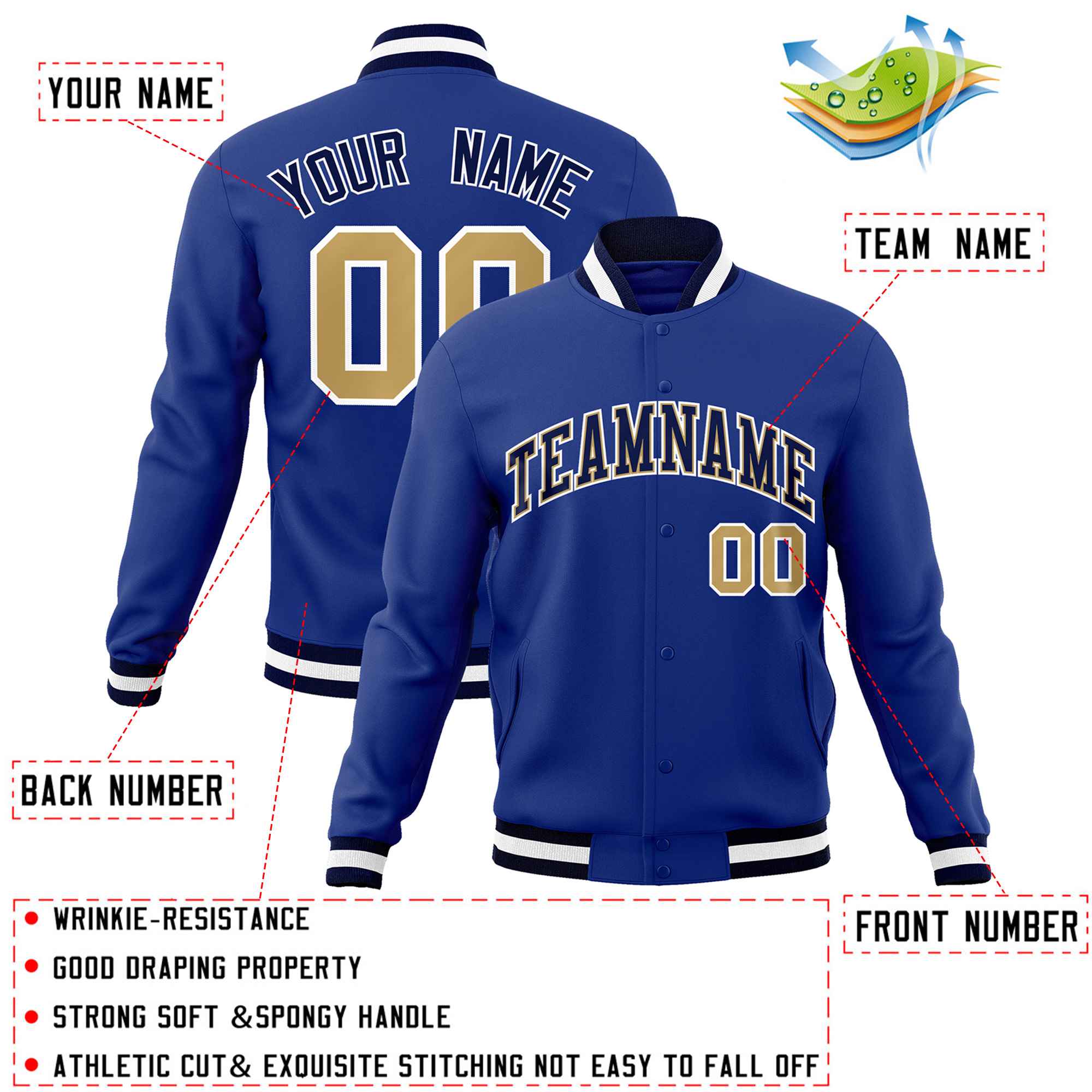 Custom White Black-Gray Classic Style Varsity Full-Snap Letterman Jacket | KXKSHOP
