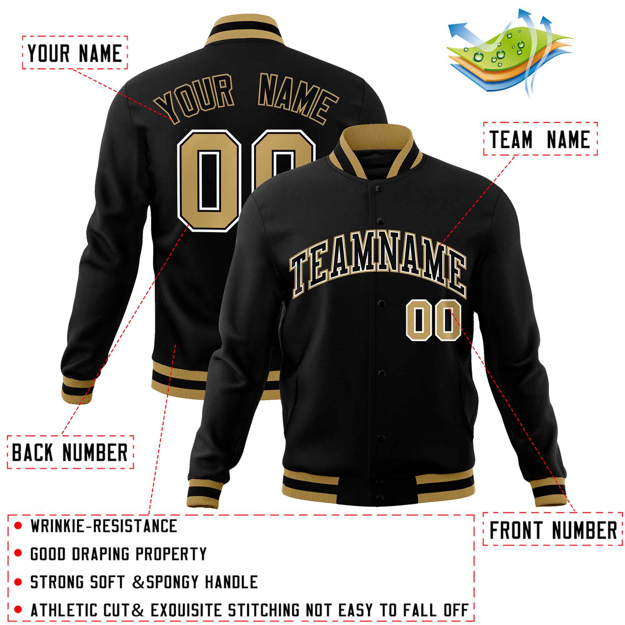 Custom White Black-Gray Classic Style Varsity Full-Snap Letterman Jacket | KXKSHOP