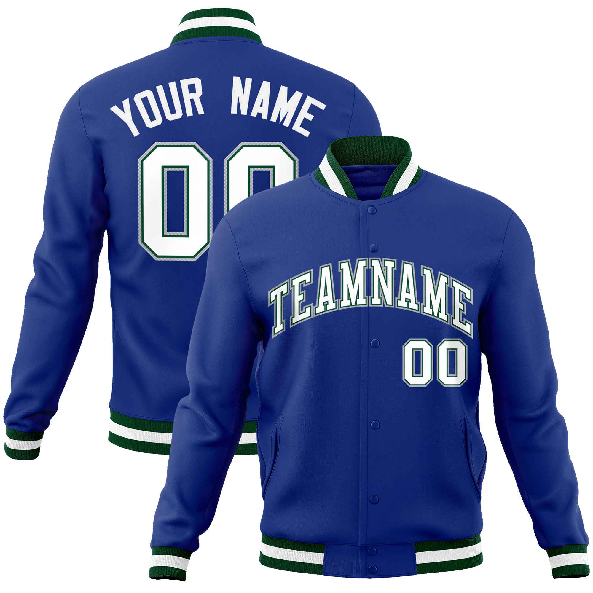 Custom White Black-Gray Classic Style Varsity Full-Snap Letterman Jacket | KXKSHOP