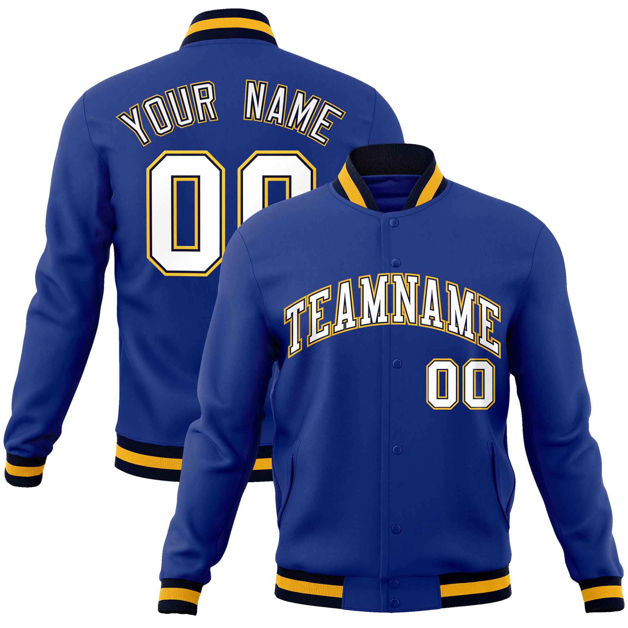 Custom White Black-Gray Classic Style Varsity Full-Snap Letterman Jacket | KXKSHOP
