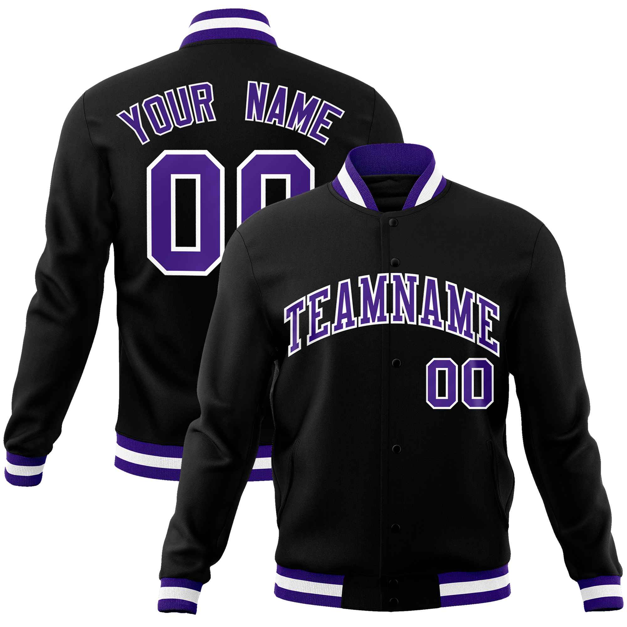 Custom White Black-Gray Classic Style Varsity Full-Snap Letterman Jacket | KXKSHOP