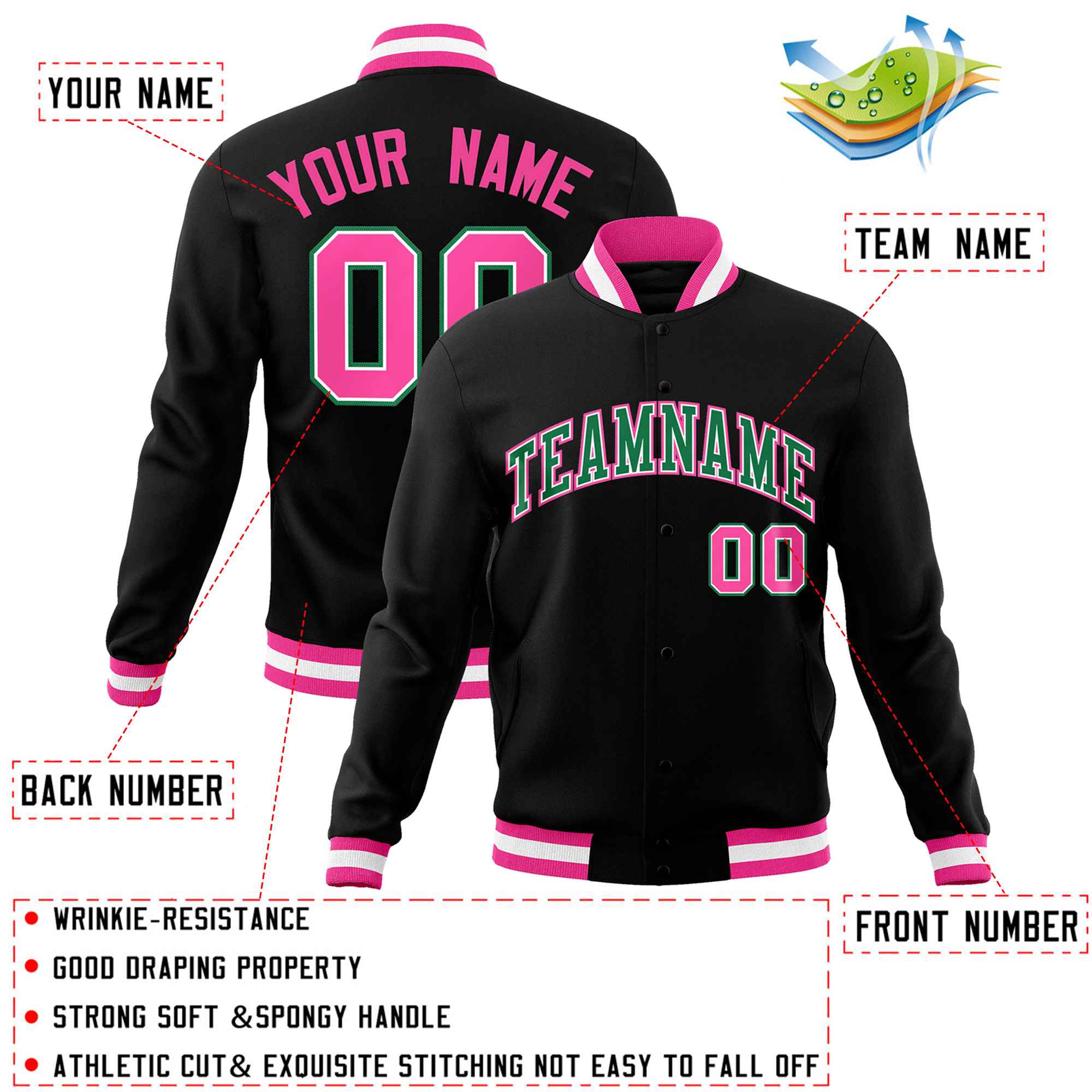 Custom White Black-Gray Classic Style Varsity Full-Snap Letterman Jacket | KXKSHOP