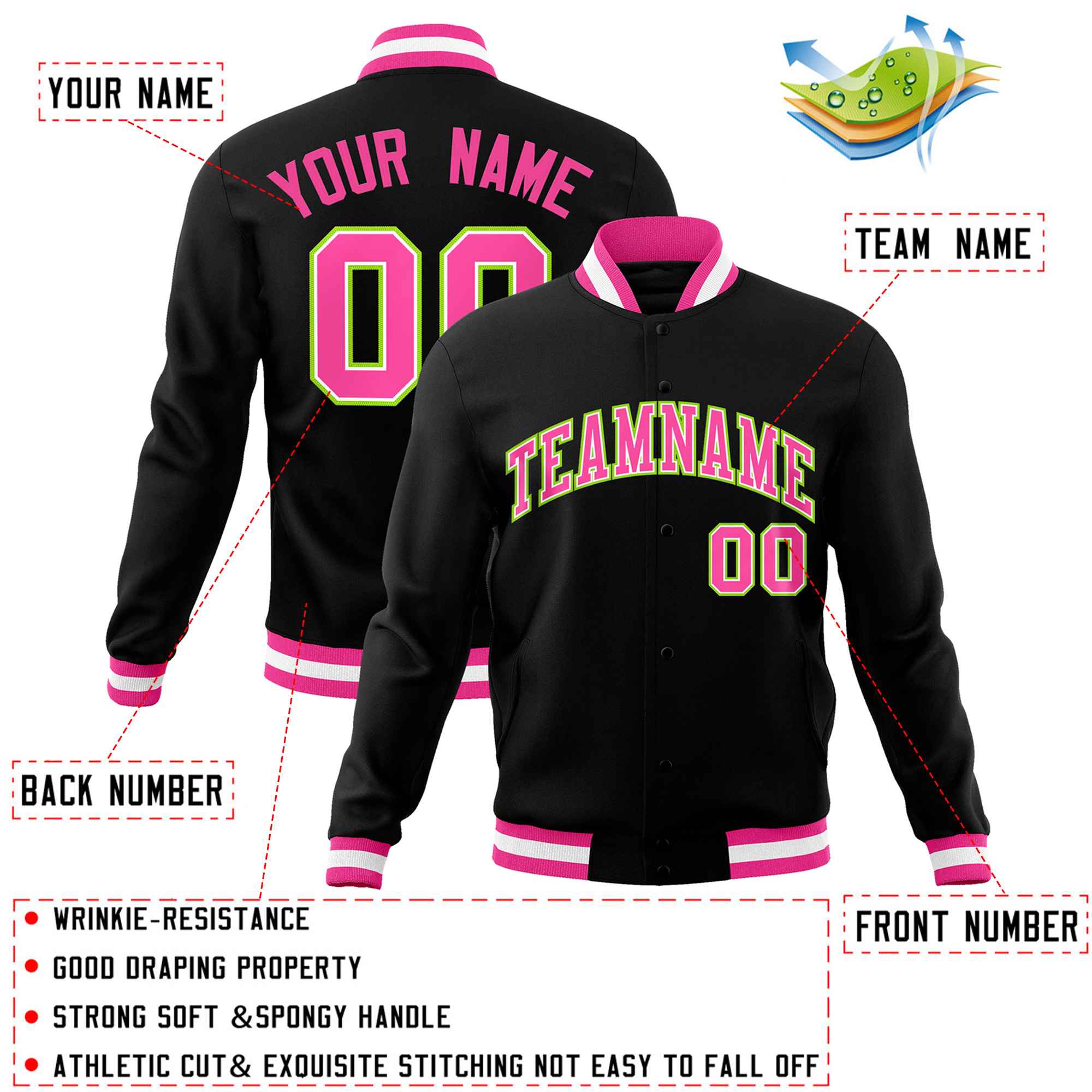 Custom White Black-Gray Classic Style Varsity Full-Snap Letterman Jacket | KXKSHOP