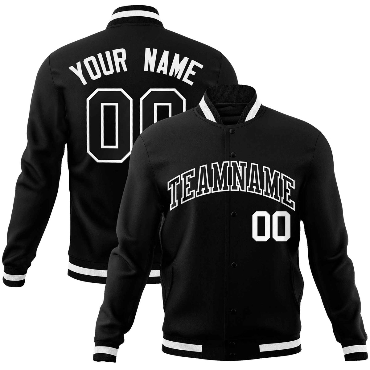 Custom White Black-Gray Classic Style Varsity Full-Snap Letterman Jacket | KXKSHOP