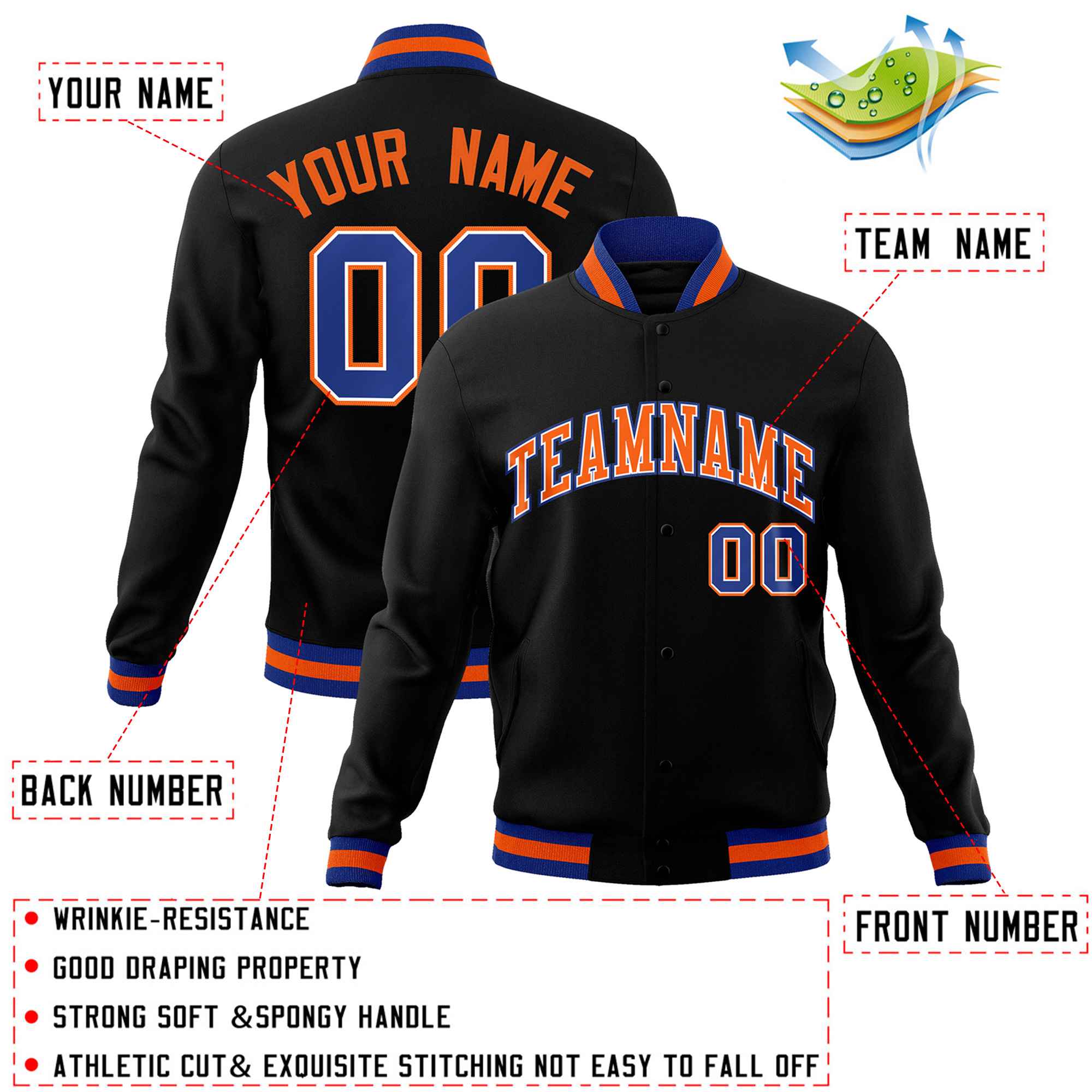 Custom White Black-Gray Classic Style Varsity Full-Snap Letterman Jacket | KXKSHOP