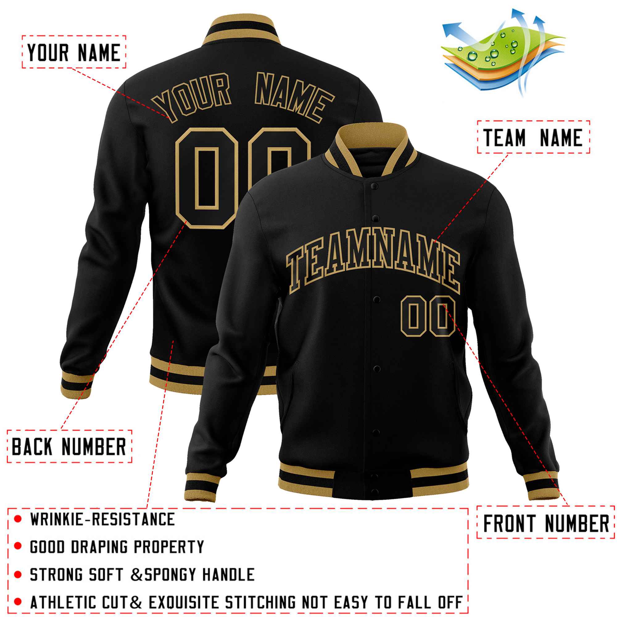 Custom White Black-Gray Classic Style Varsity Full-Snap Letterman Jacket | KXKSHOP