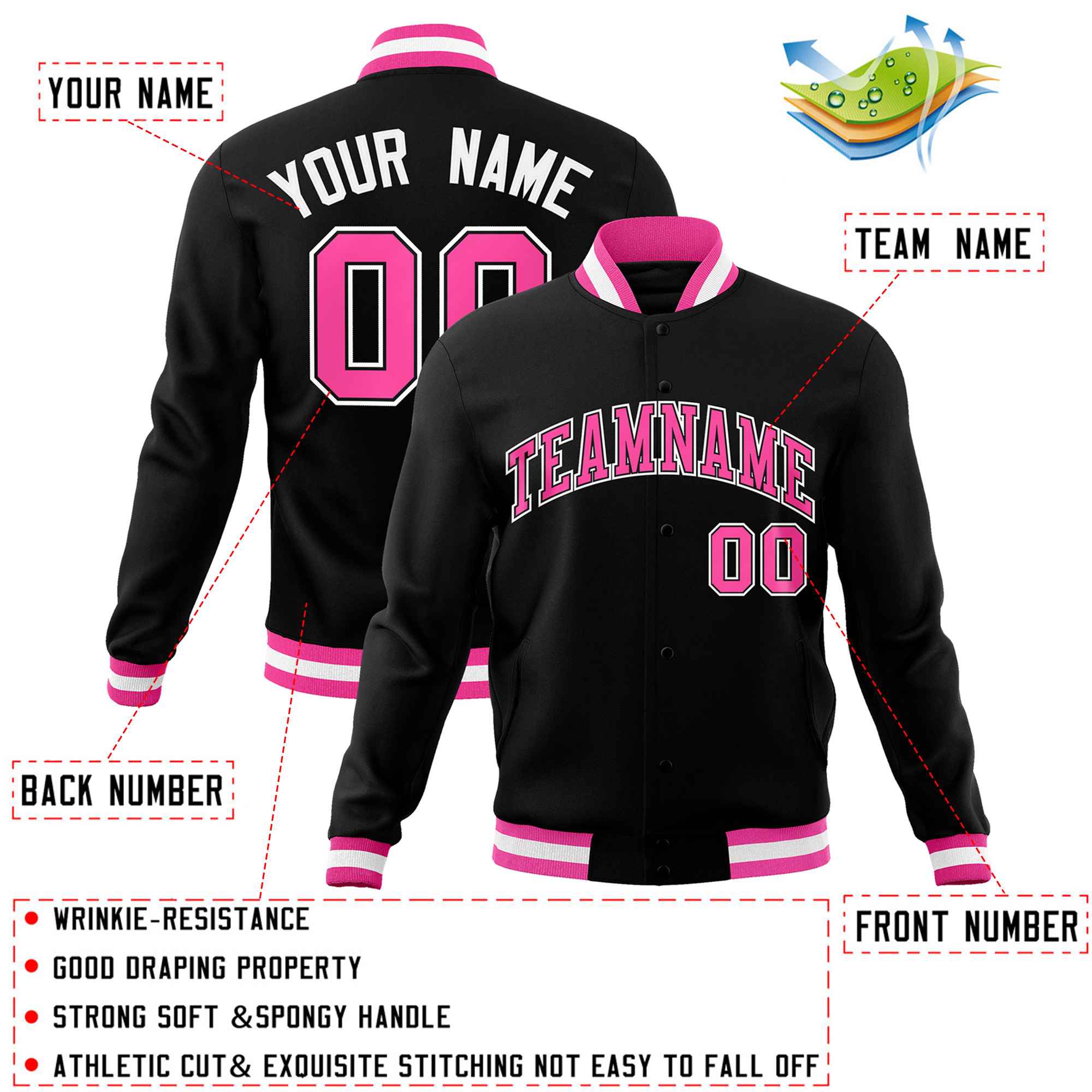 Custom White Black-Gray Classic Style Varsity Full-Snap Letterman Jacket | KXKSHOP