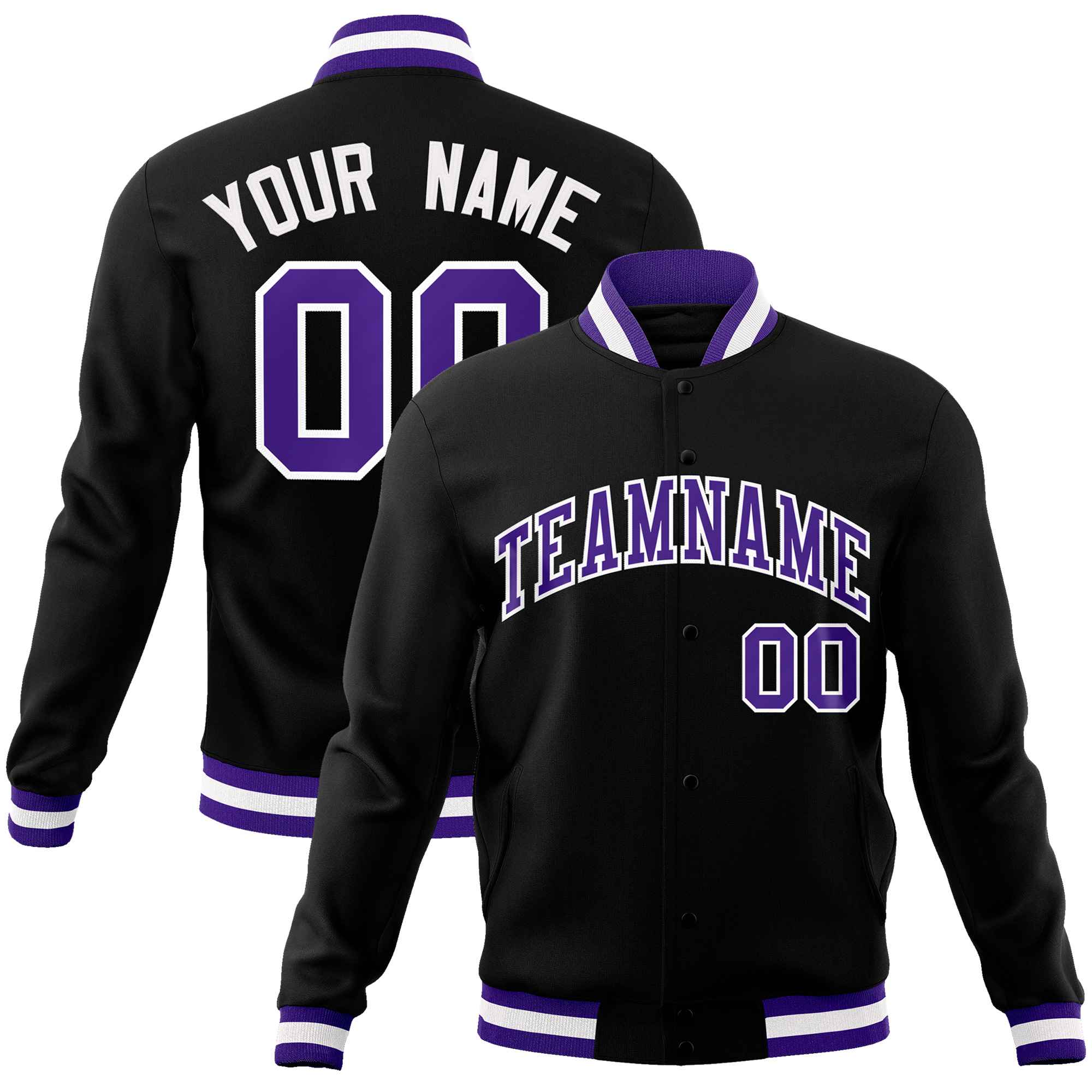 Custom White Black-Gray Classic Style Varsity Full-Snap Letterman Jacket | KXKSHOP