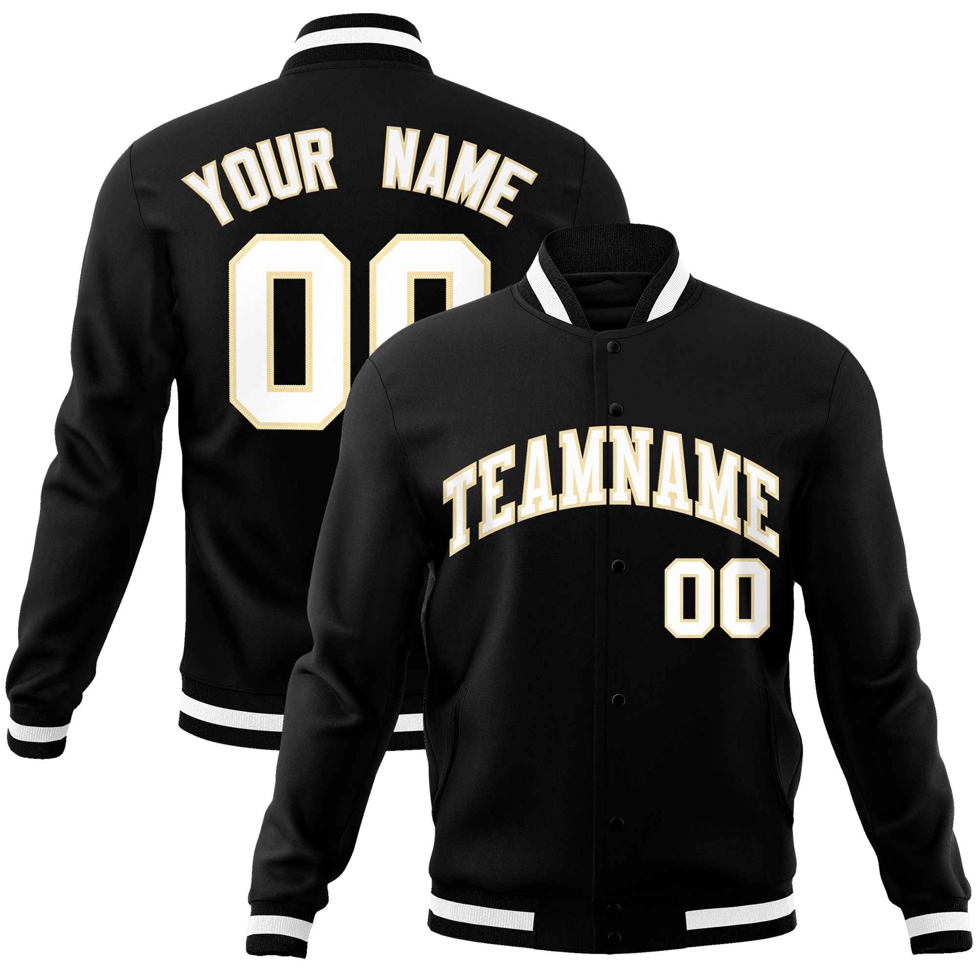 Custom White Black-Gray Classic Style Varsity Full-Snap Letterman Jacket | KXKSHOP