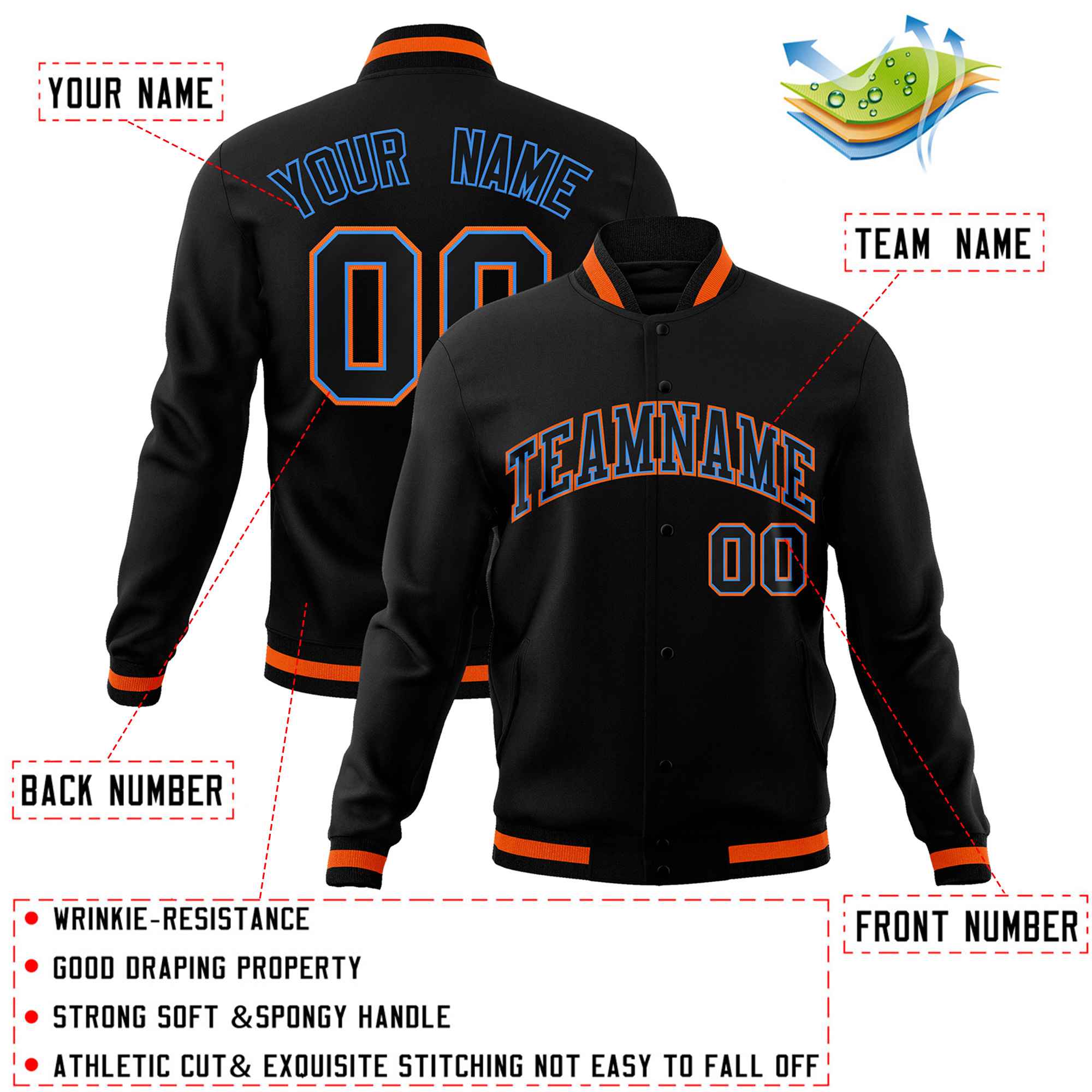 Custom White Black-Gray Classic Style Varsity Full-Snap Letterman Jacket | KXKSHOP