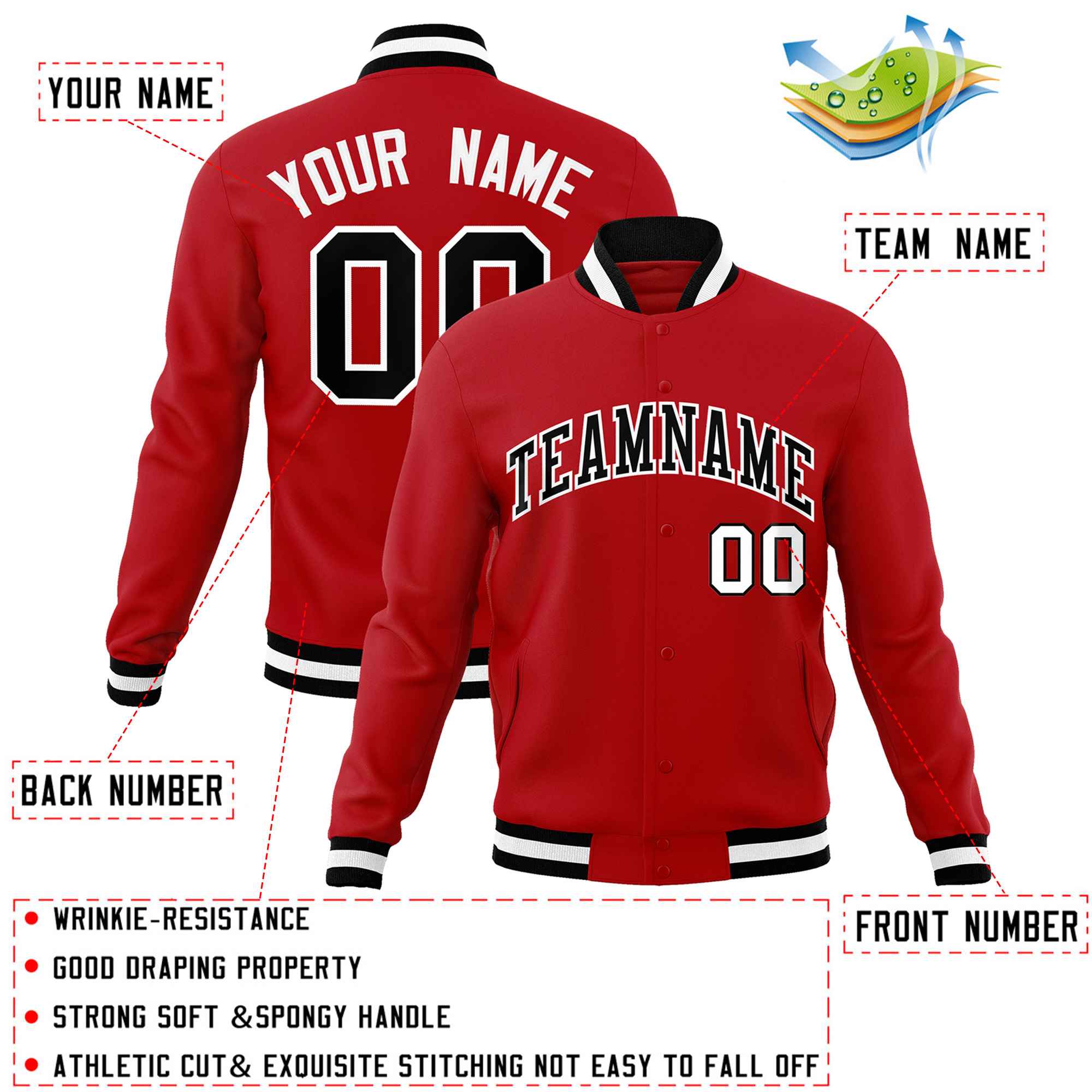 Custom White Black-Gray Classic Style Varsity Full-Snap Letterman Jacket | KXKSHOP