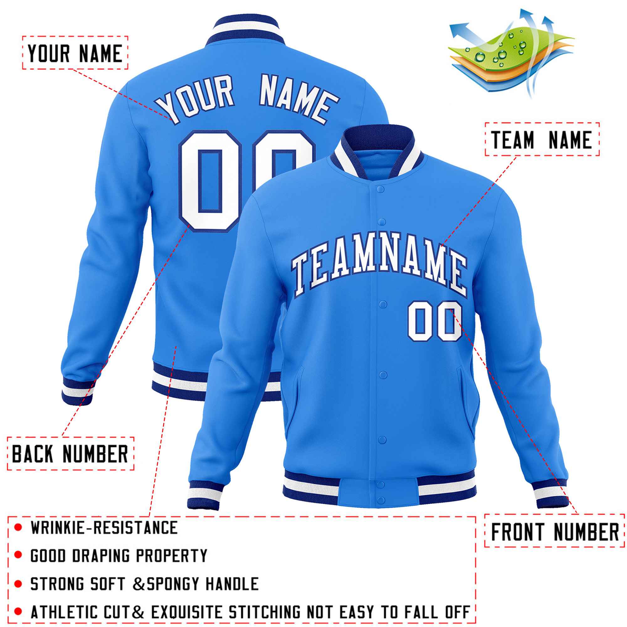 Custom White Black-Gray Classic Style Varsity Full-Snap Letterman Jacket | KXKSHOP