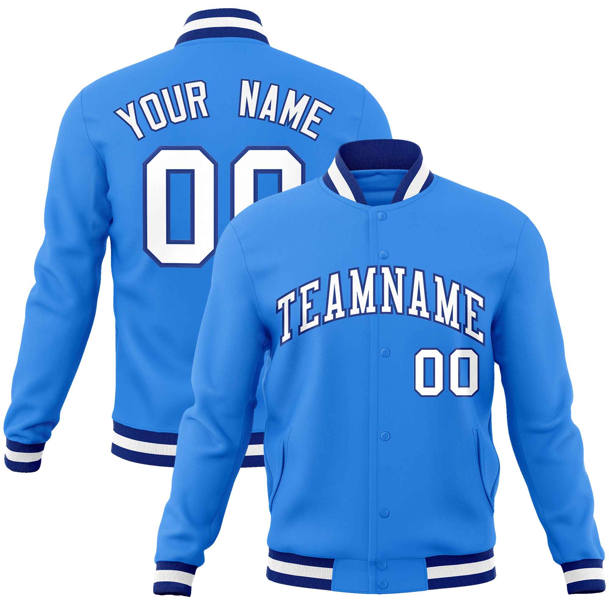 Custom White Black-Gray Classic Style Varsity Full-Snap Letterman Jacket | KXKSHOP