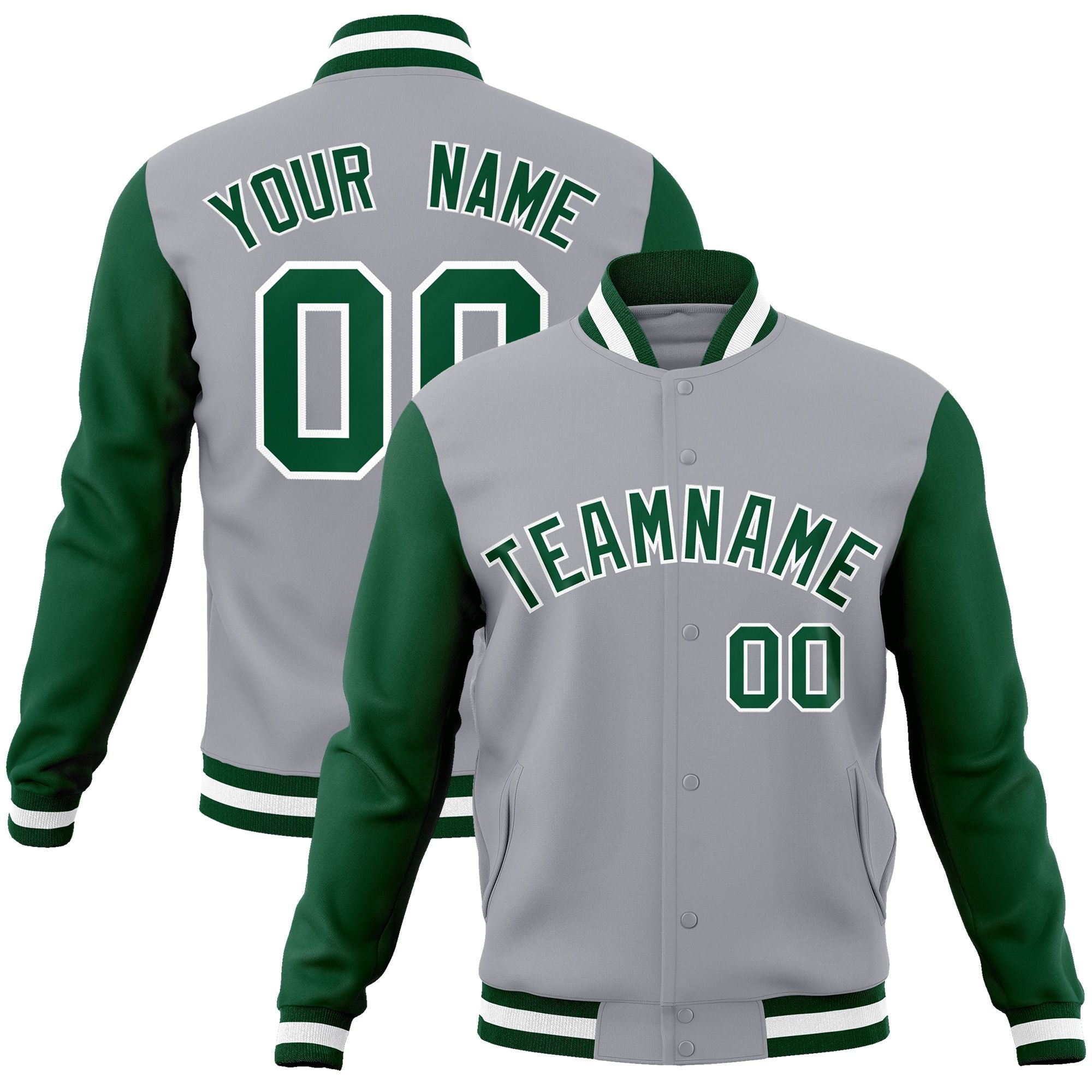Custom Black White-Black Raglan Sleeves Varsity Full-Snap Letterman Jacket | KXKSHOP