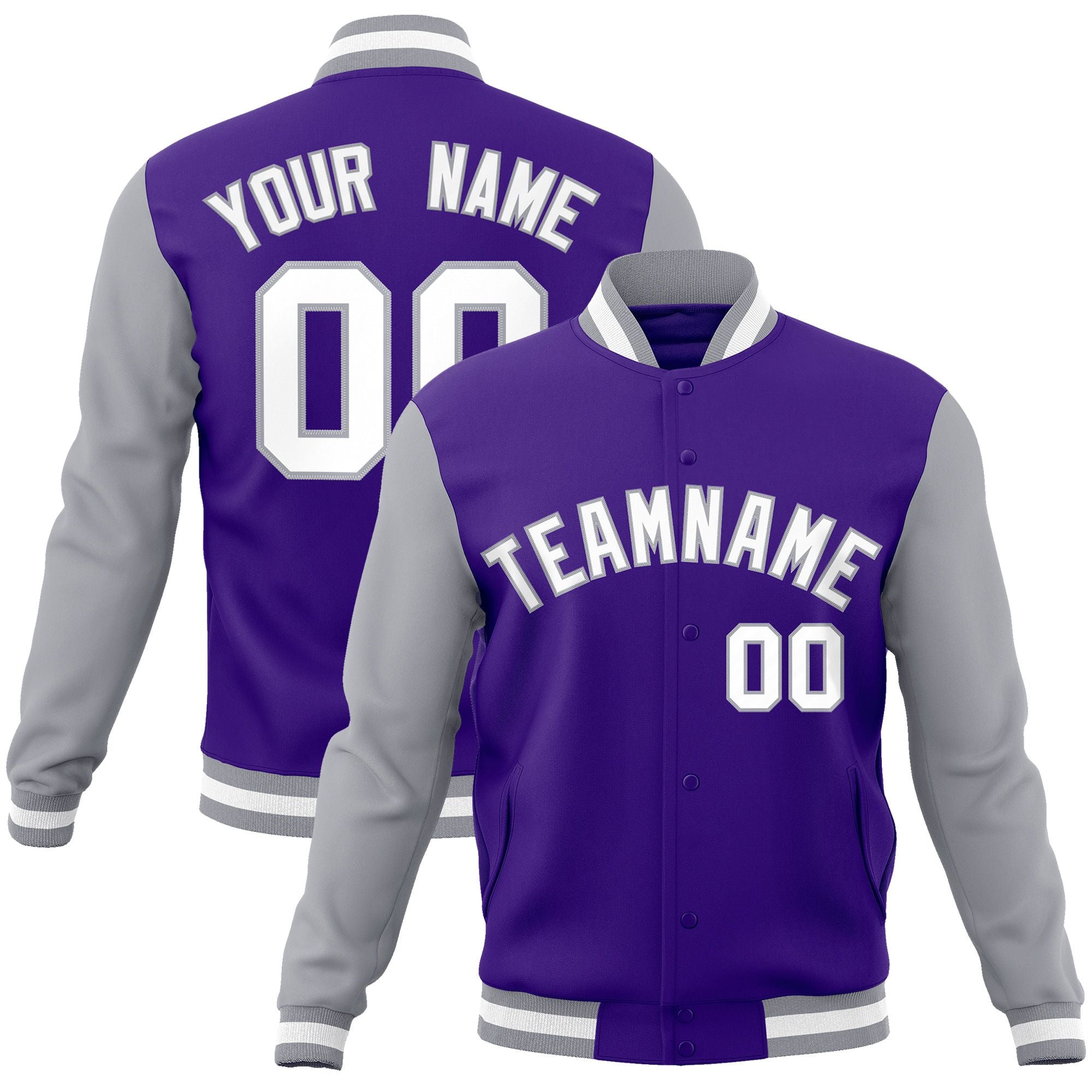 Custom Black White-Black Raglan Sleeves Varsity Full-Snap Letterman Jacket | KXKSHOP