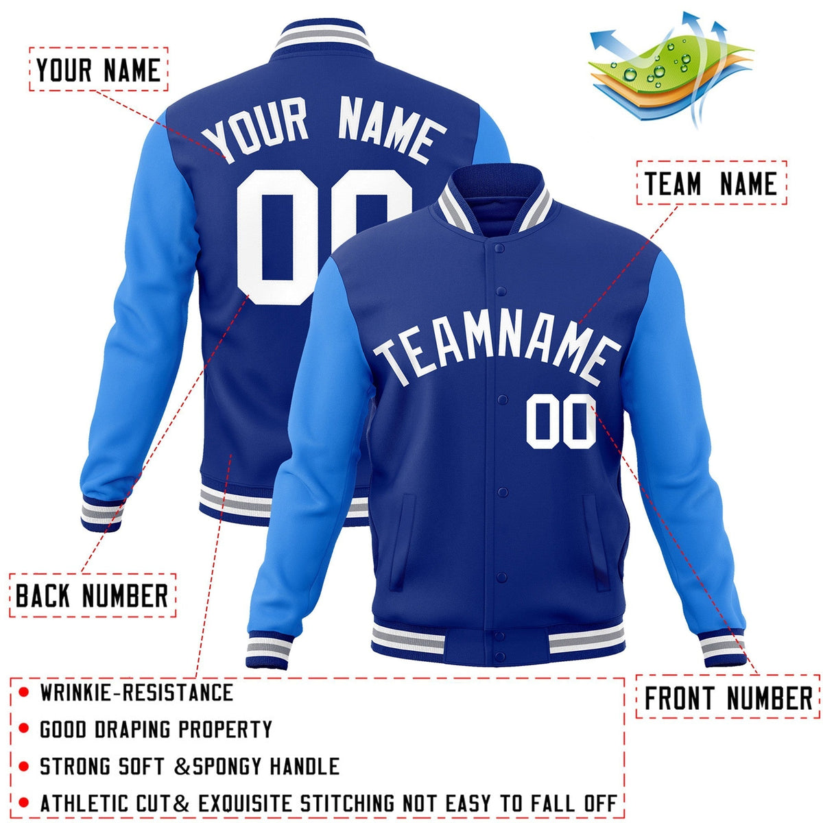 Custom Green Purple-White Raglan Sleeves Varsity Full-Snap Letterman Jacket | KXKSHOP