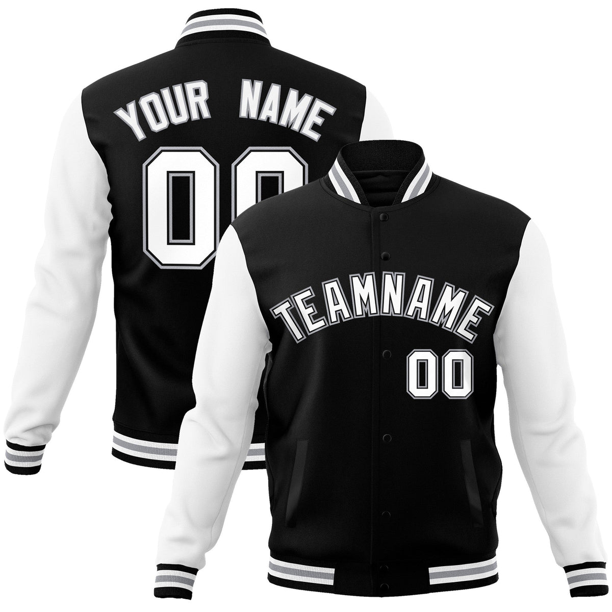 Custom Green Purple-White Raglan Sleeves Varsity Full-Snap Letterman Jacket | KXKSHOP
