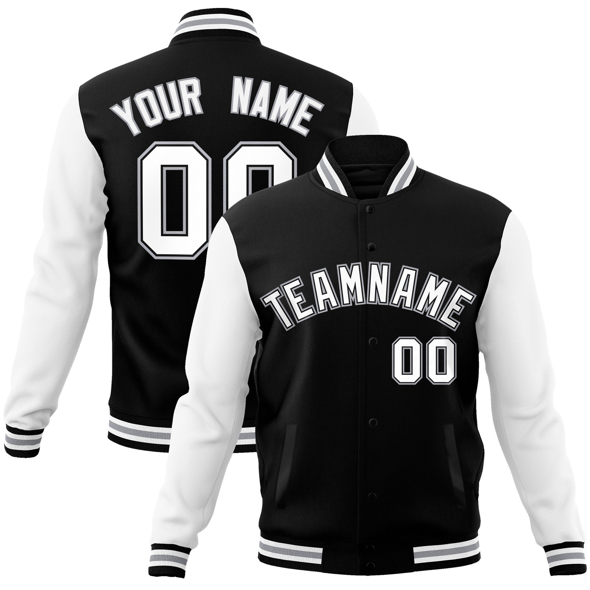 Custom Green Purple-White Raglan Sleeves Varsity Full-Snap Letterman Jacket | KXKSHOP