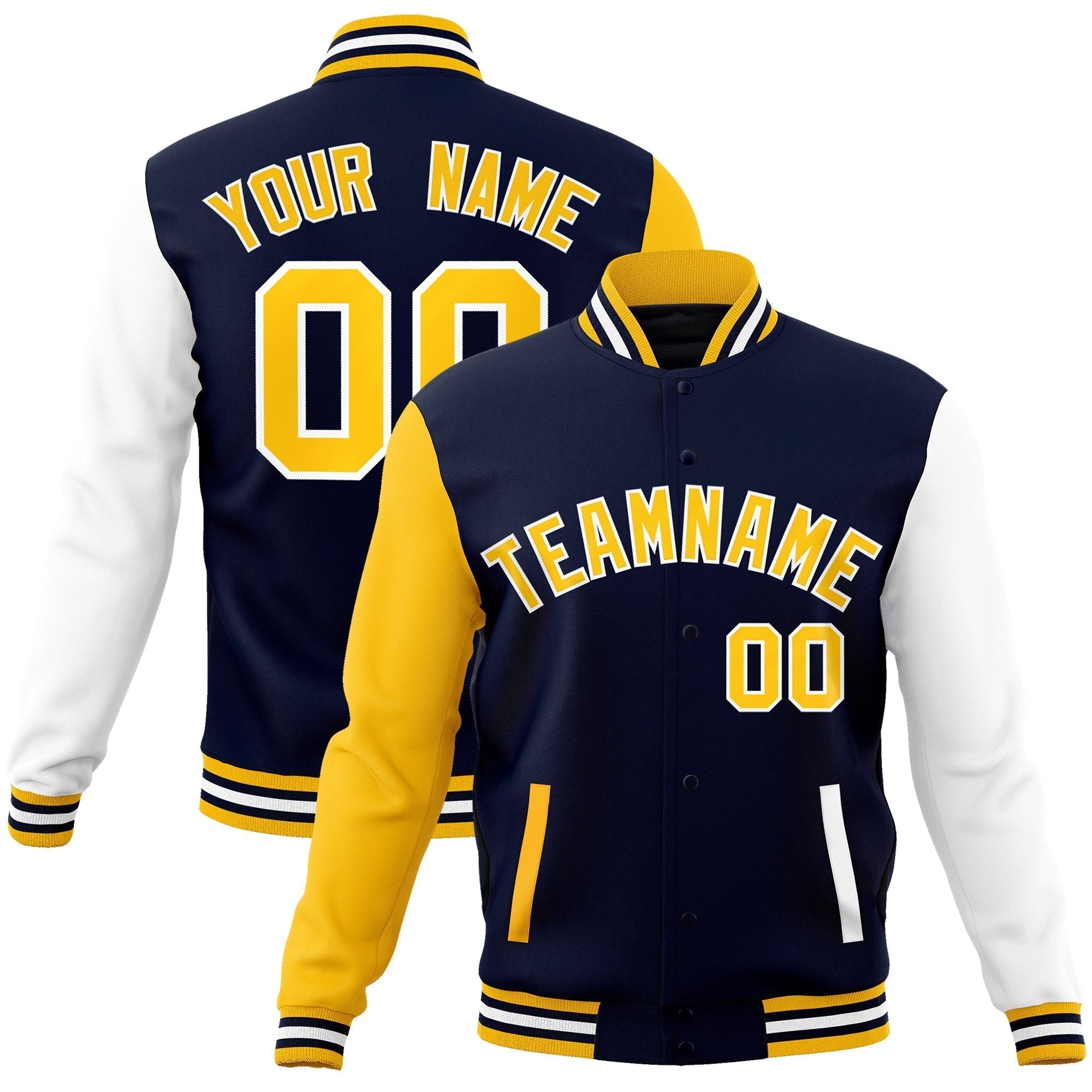 Custom Green Purple-White Raglan Sleeves Varsity Full-Snap Letterman Jacket | KXKSHOP
