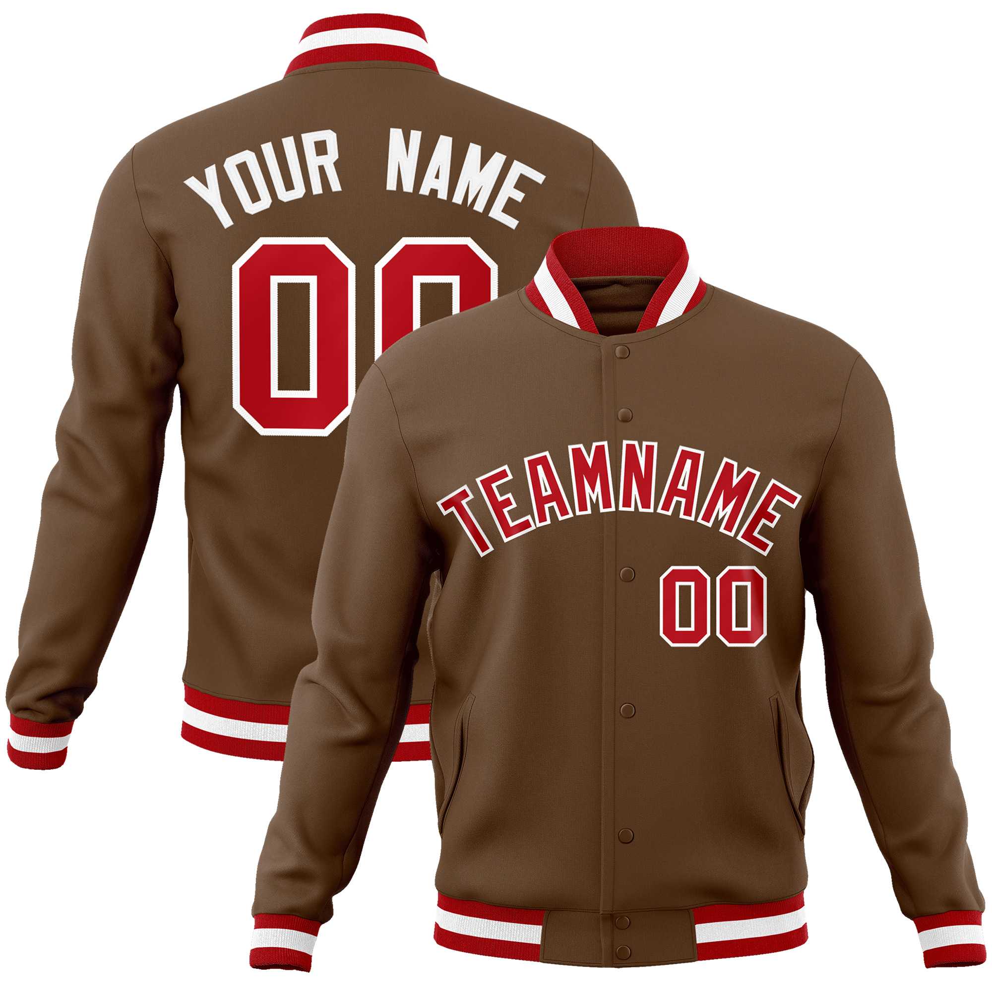 Custom White Red-Black Classic Style Varsity Full-Snap Letterman Jacket | KXKSHOP