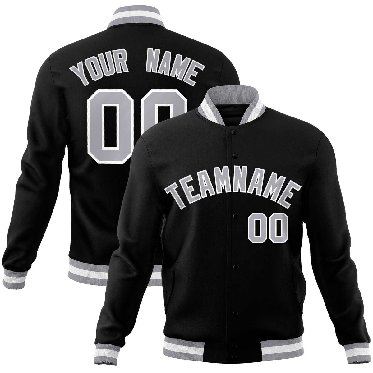 Custom White Red-Black Classic Style Varsity Full-Snap Letterman Jacket | KXKSHOP