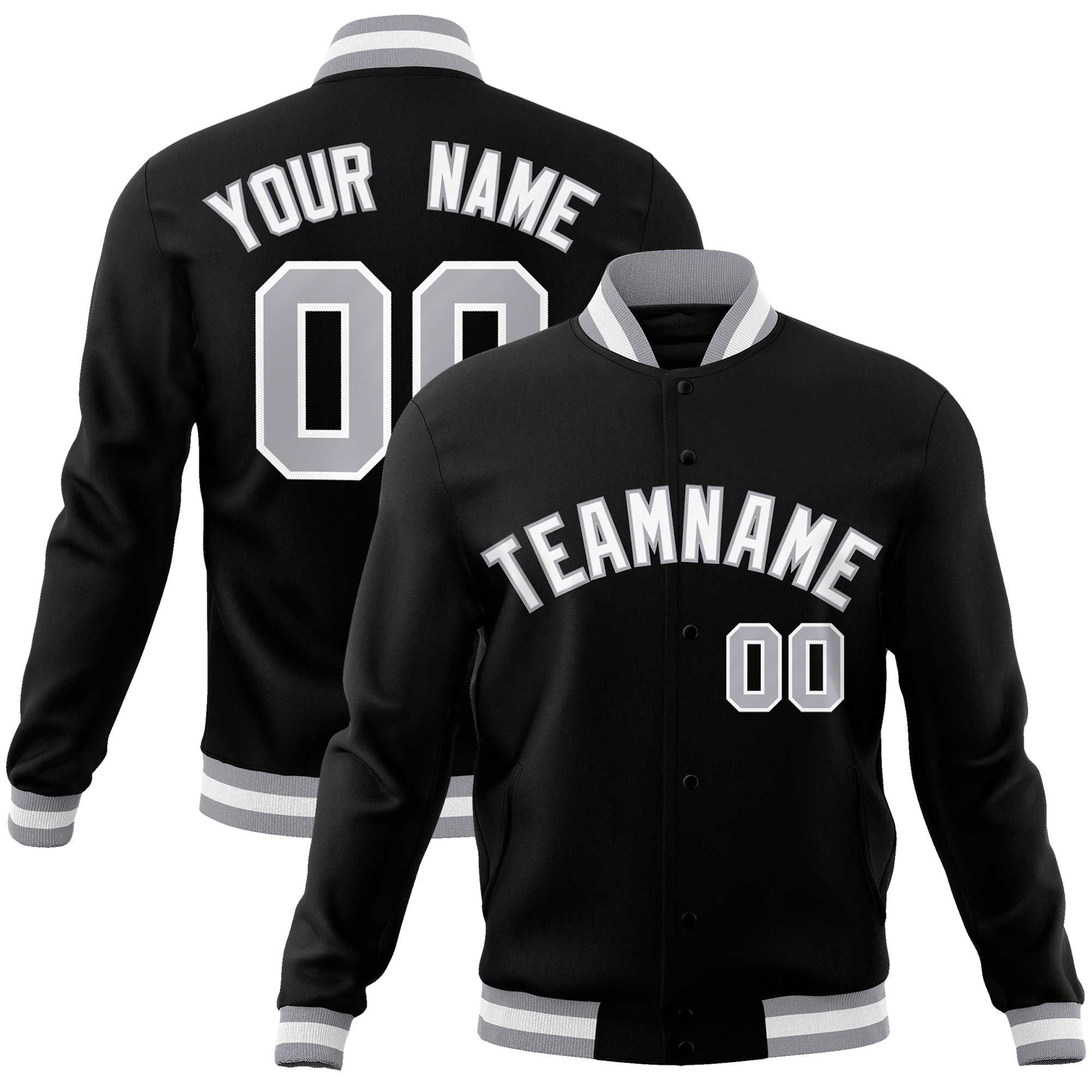 Custom White Red-Black Classic Style Varsity Full-Snap Letterman Jacket | KXKSHOP