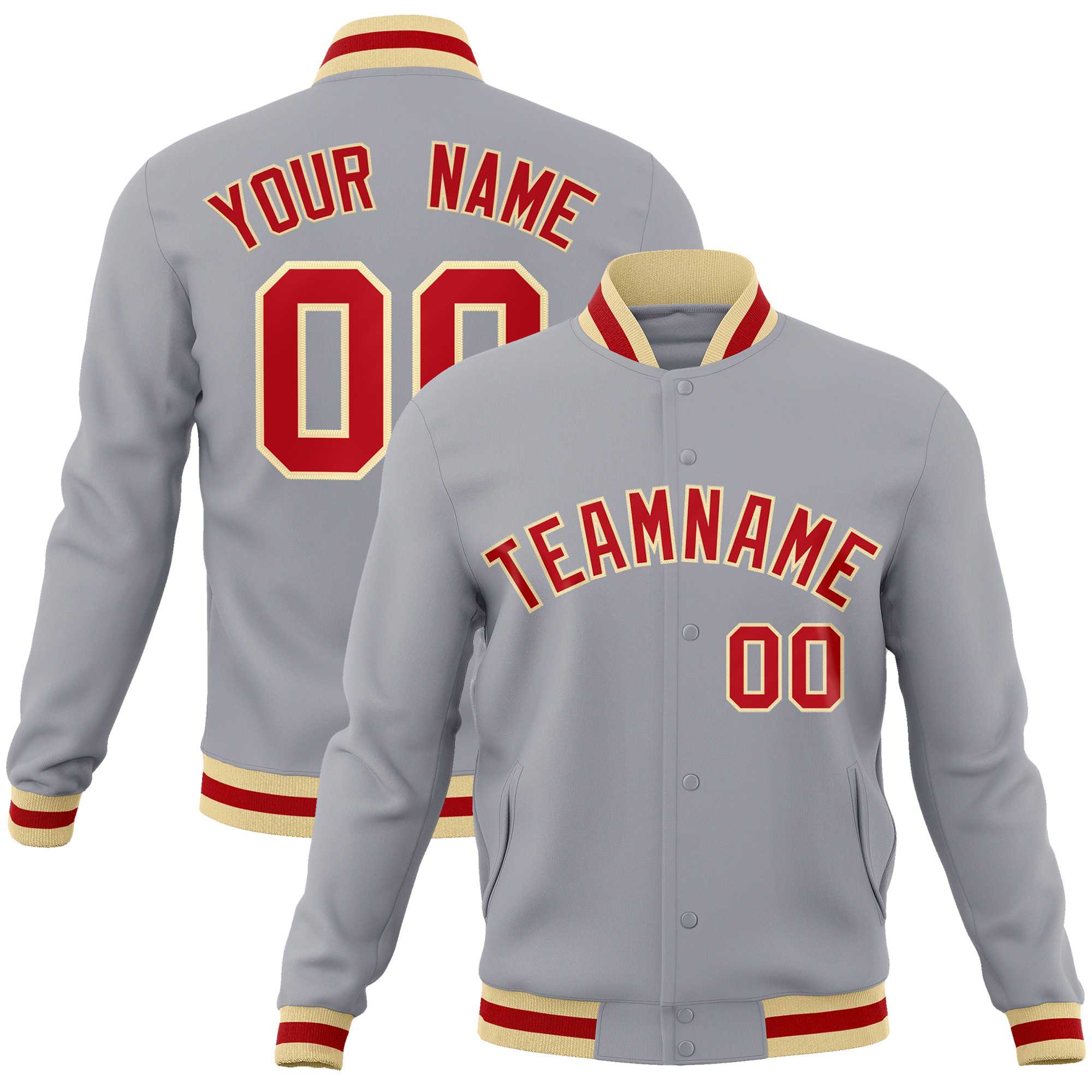 Custom White Black-Gray Classic Style Varsity Full-Snap Letterman Jacket | KXKSHOP