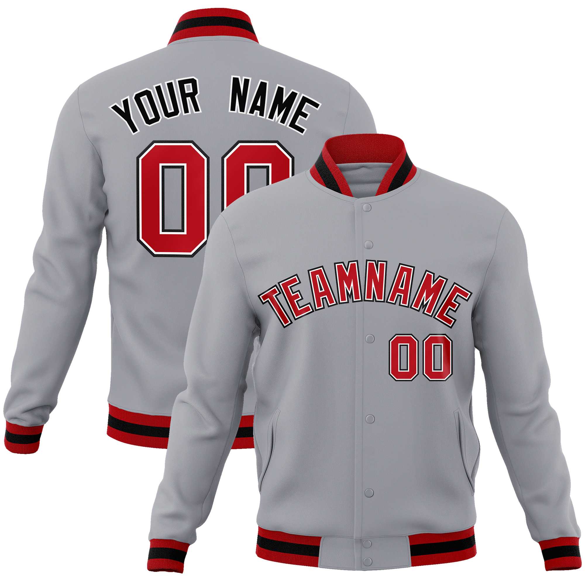 Custom White Black-Gray Classic Style Varsity Full-Snap Letterman Jacket | KXKSHOP