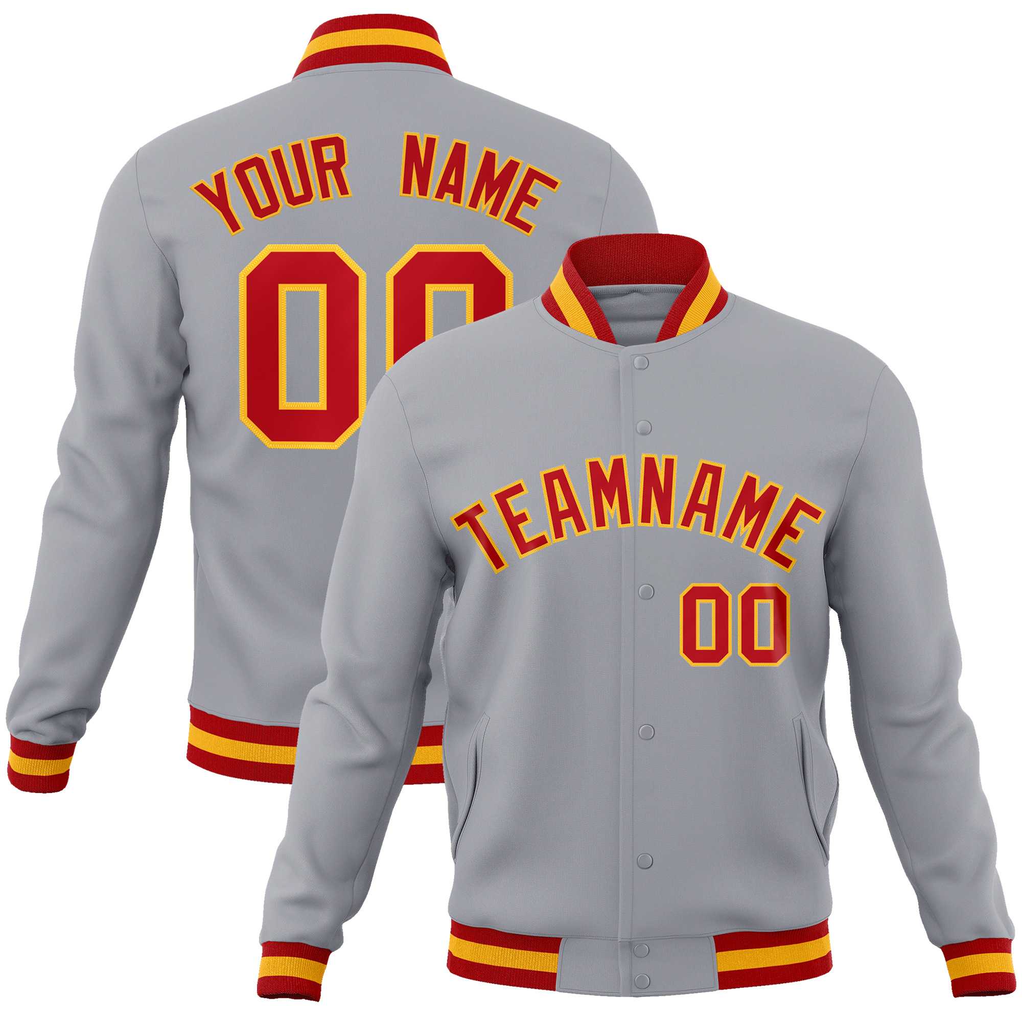 Custom White Black-Gray Classic Style Varsity Full-Snap Letterman Jacket | KXKSHOP