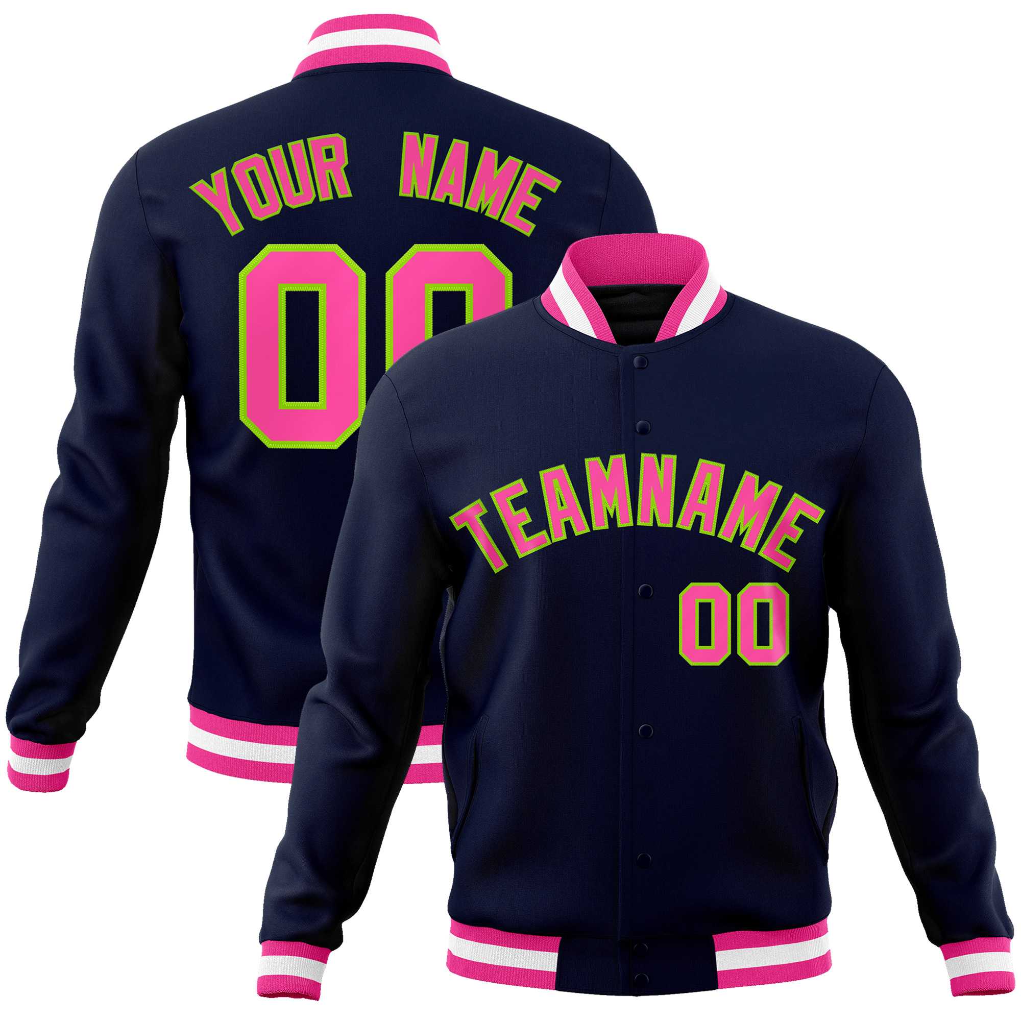 Custom White Black-Gray Classic Style Varsity Full-Snap Letterman Jacket | KXKSHOP