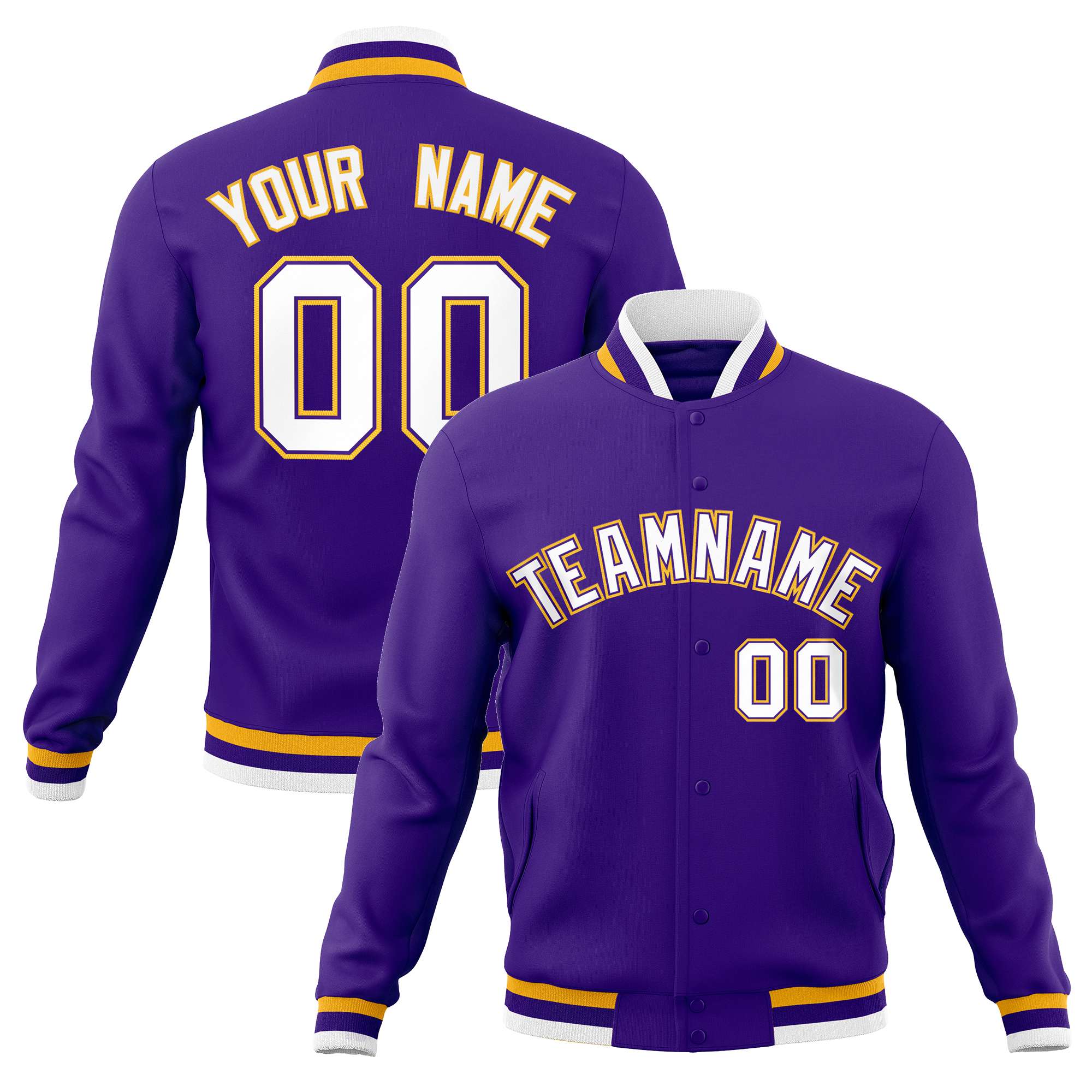 Custom White Black-Gray Classic Style Varsity Full-Snap Letterman Jacket | KXKSHOP