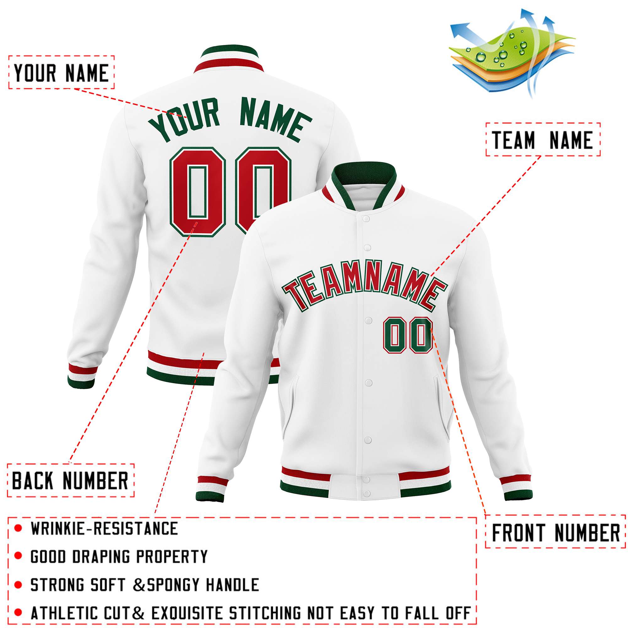 Custom White Black-Gray Classic Style Varsity Full-Snap Letterman Jacket | KXKSHOP