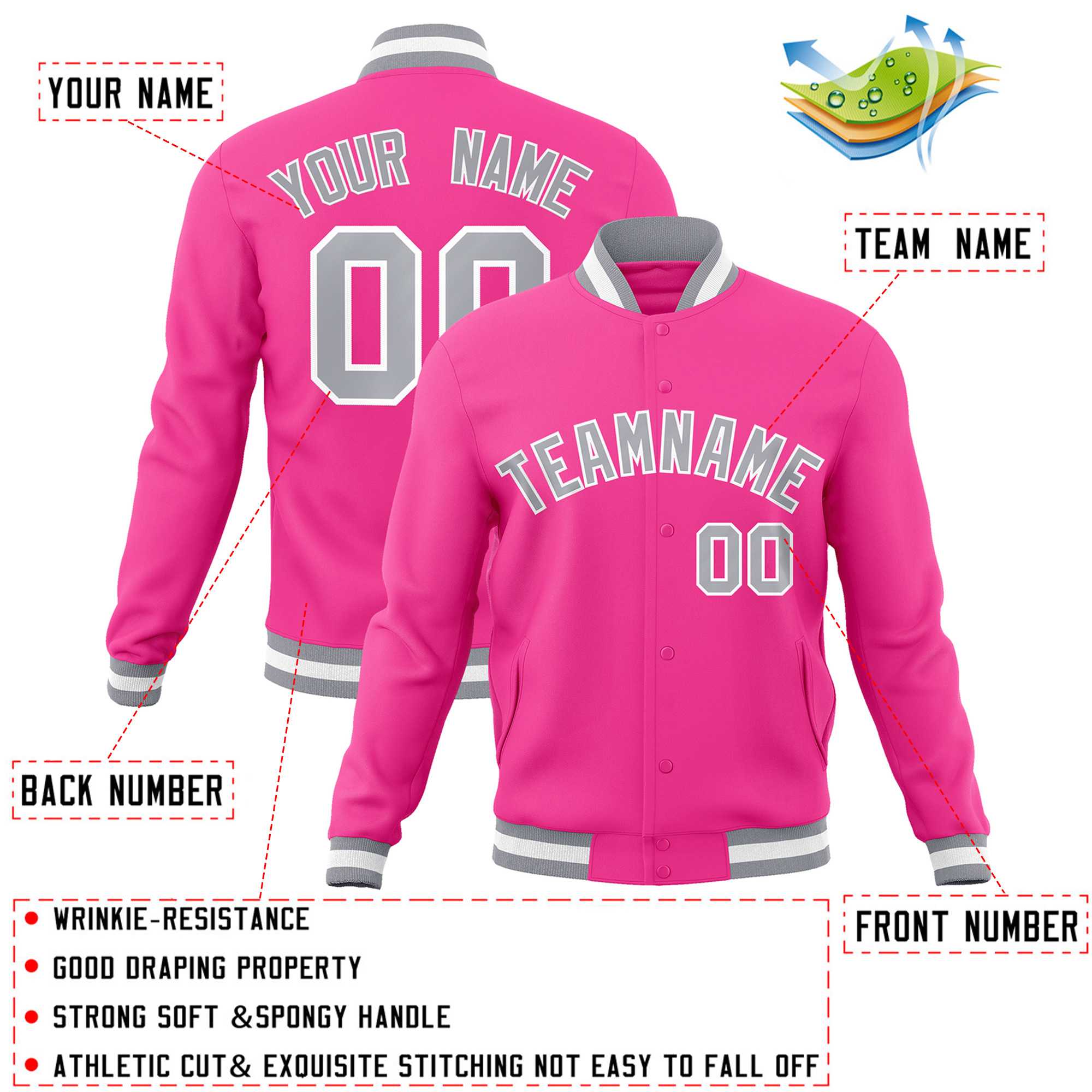 Custom White Black-Gray Classic Style Varsity Full-Snap Letterman Jacket | KXKSHOP
