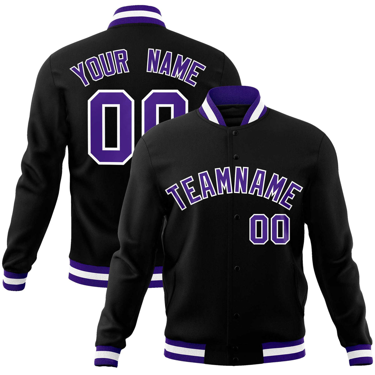 Custom White Black-Gray Classic Style Varsity Full-Snap Letterman Jacket | KXKSHOP