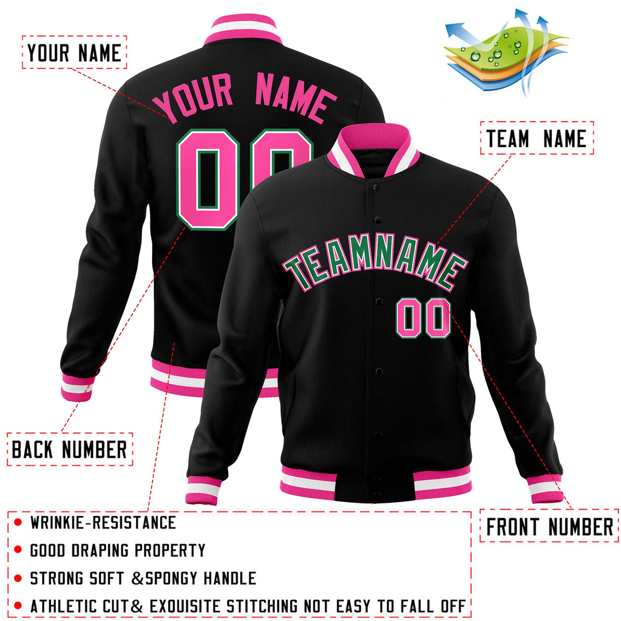 Custom White Black-Gray Classic Style Varsity Full-Snap Letterman Jacket | KXKSHOP