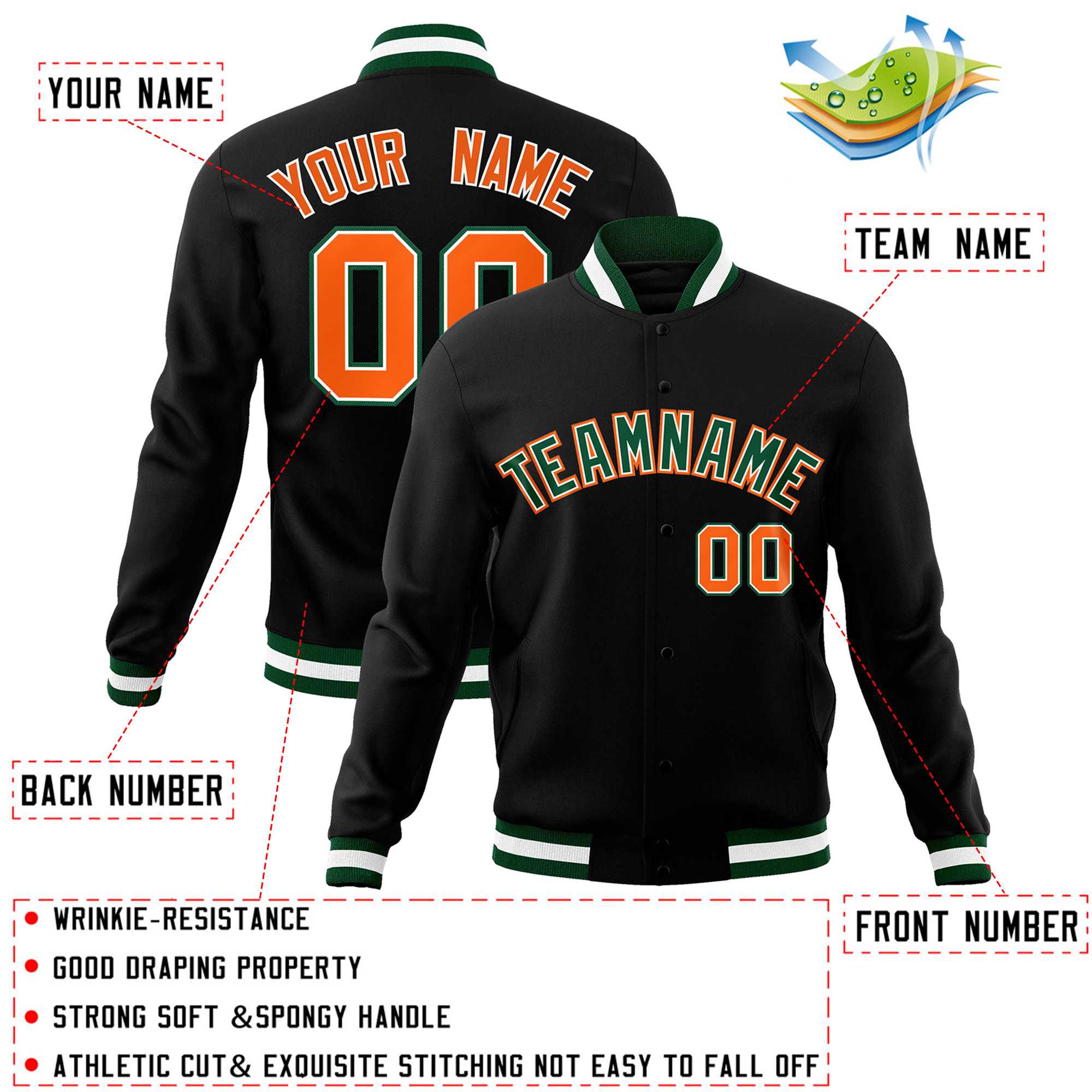 Custom White Black-Gray Classic Style Varsity Full-Snap Letterman Jacket | KXKSHOP