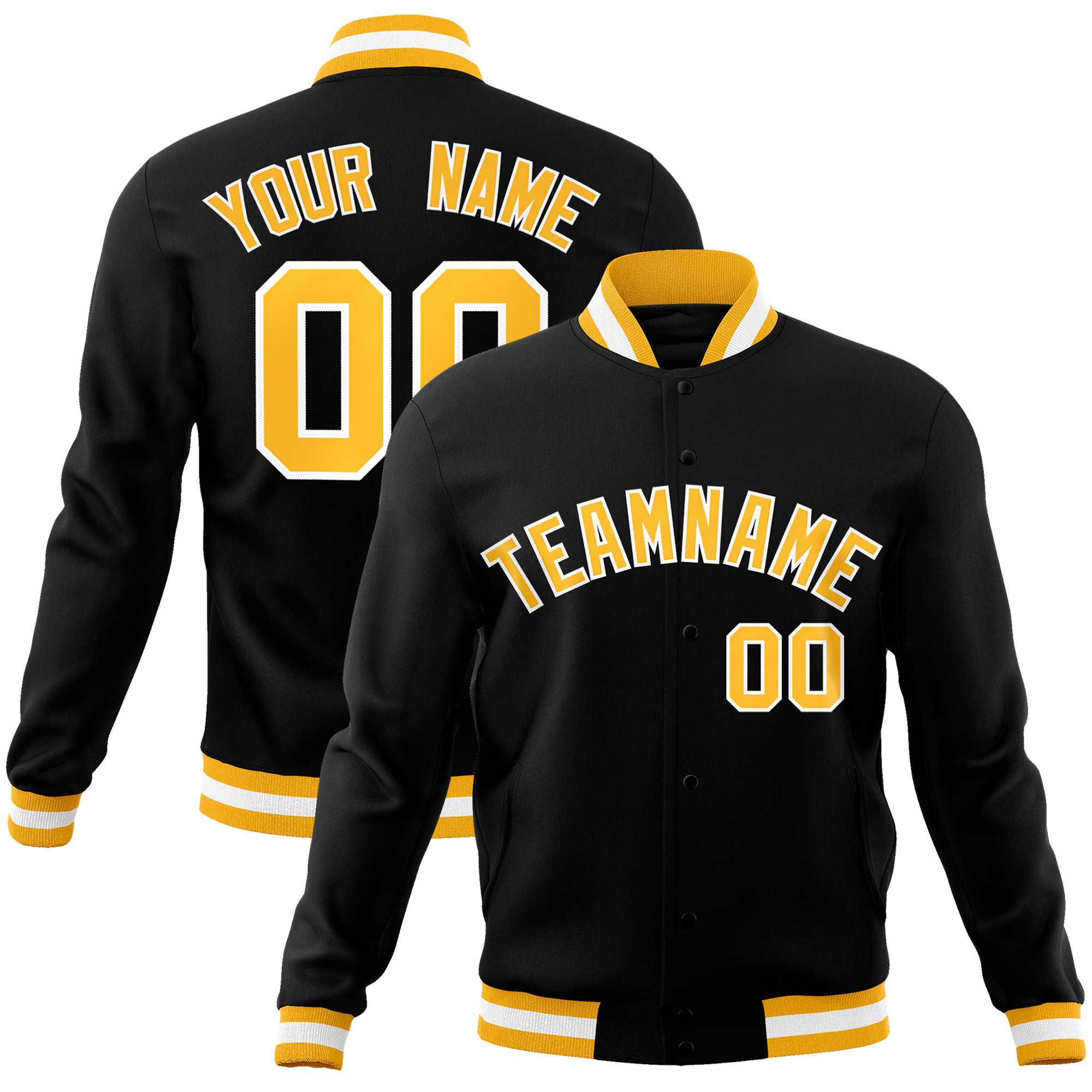Custom White Black-Gray Classic Style Varsity Full-Snap Letterman Jacket | KXKSHOP
