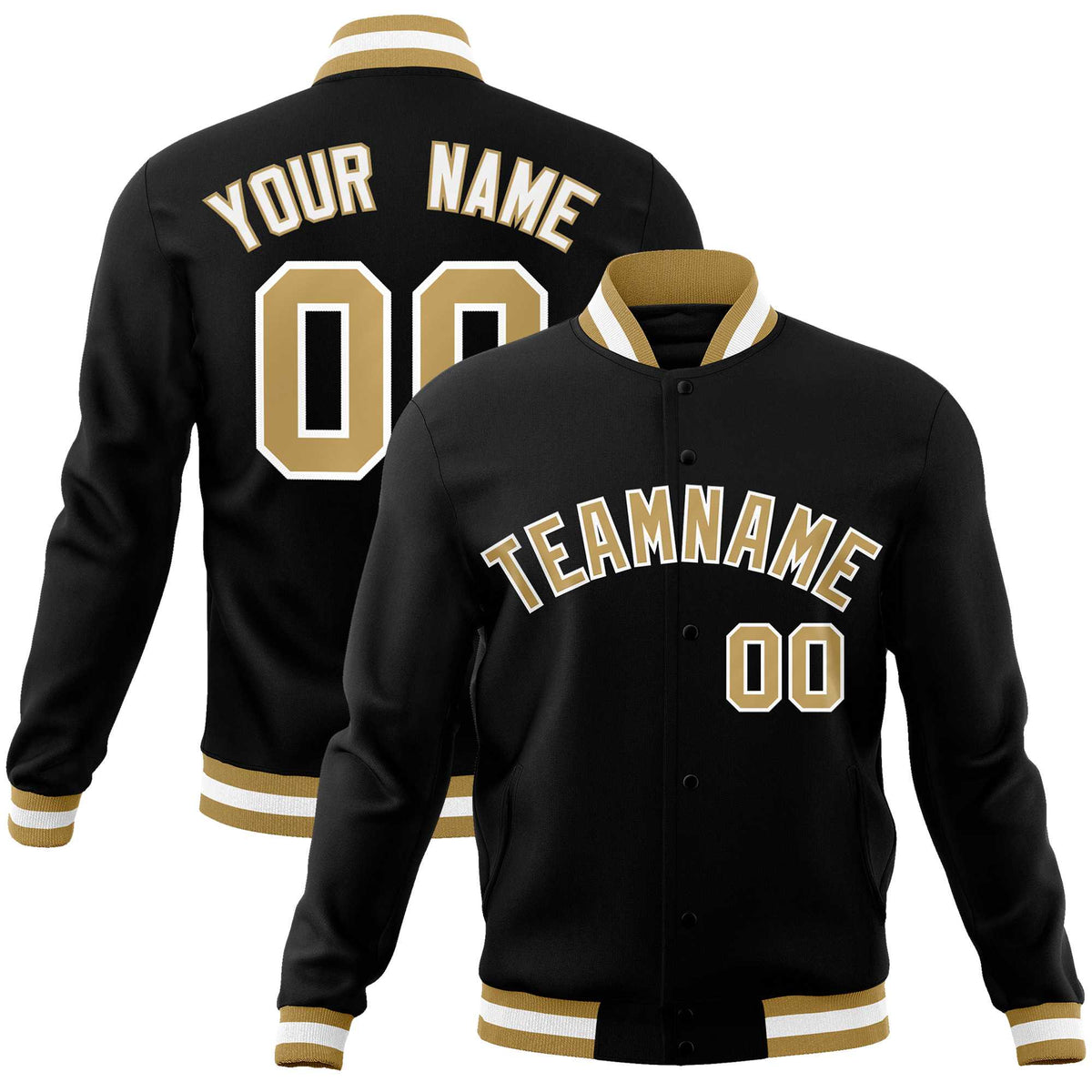 Custom White Black-Gray Classic Style Varsity Full-Snap Letterman Jacket | KXKSHOP