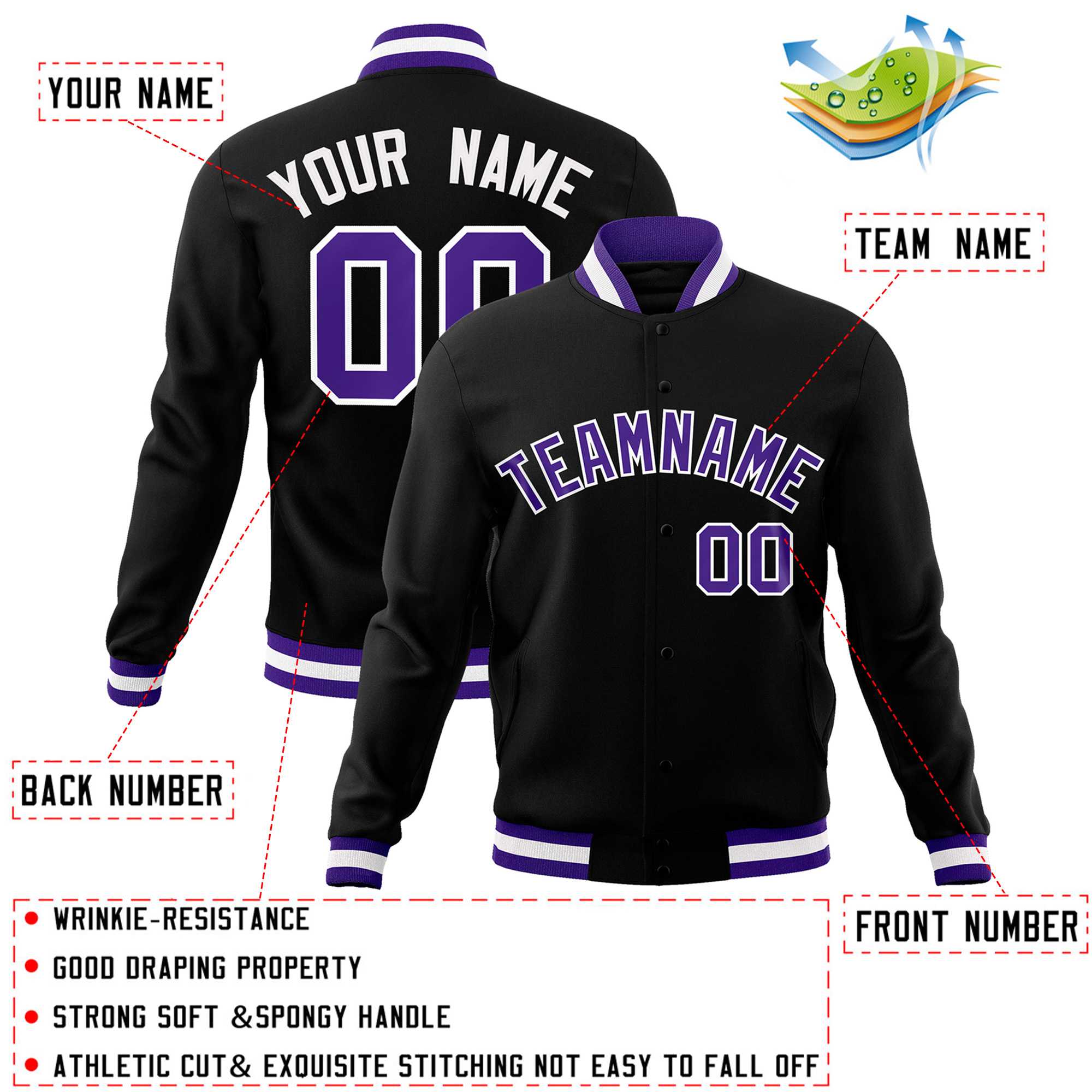Custom White Black-Gray Classic Style Varsity Full-Snap Letterman Jacket | KXKSHOP