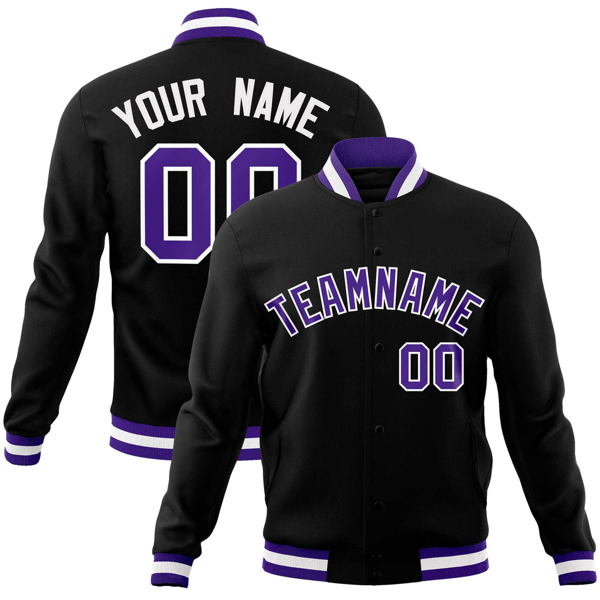 Custom White Black-Gray Classic Style Varsity Full-Snap Letterman Jacket | KXKSHOP