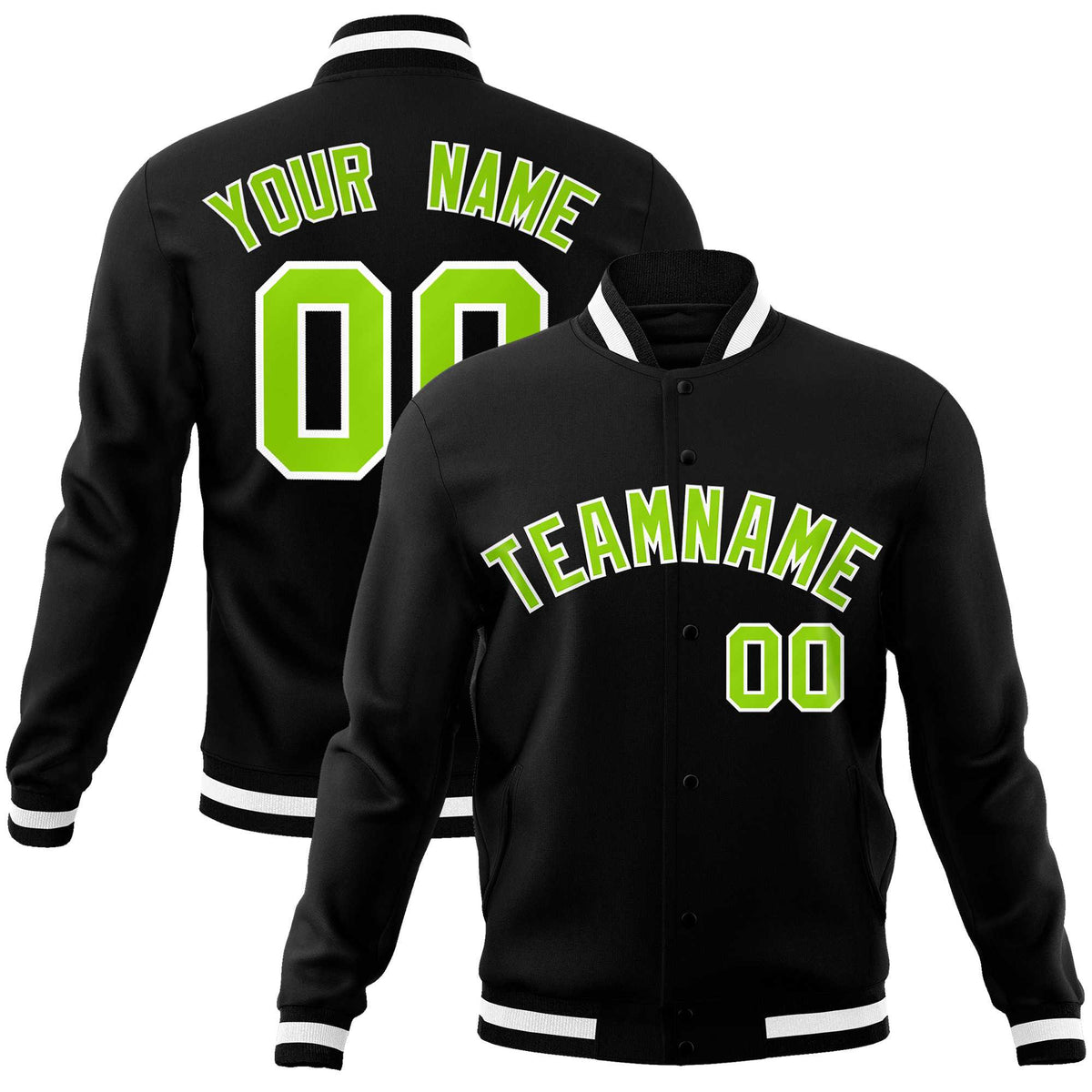 Custom White Black-Gray Classic Style Varsity Full-Snap Letterman Jacket | KXKSHOP