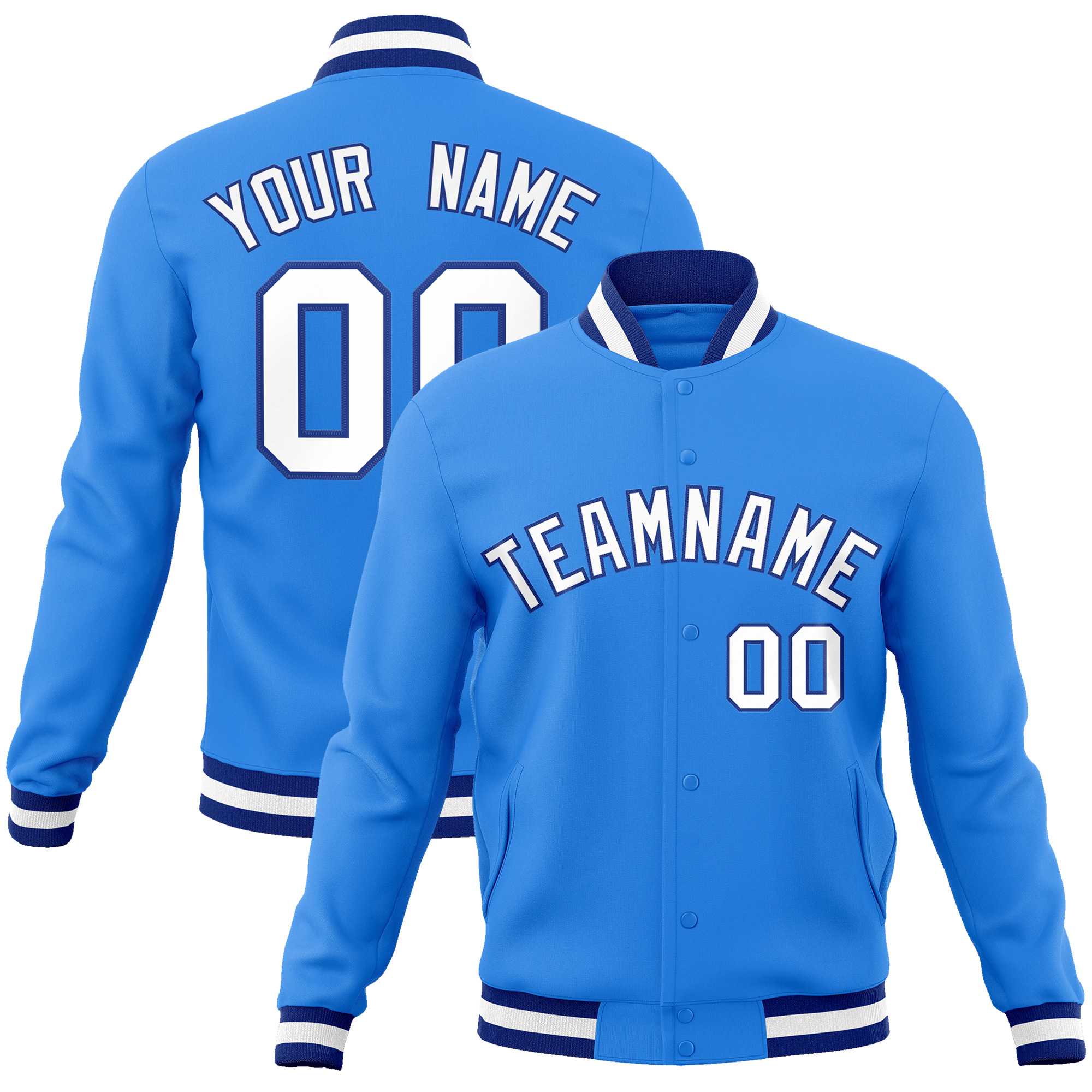 Custom White Black-Gray Classic Style Varsity Full-Snap Letterman Jacket | KXKSHOP
