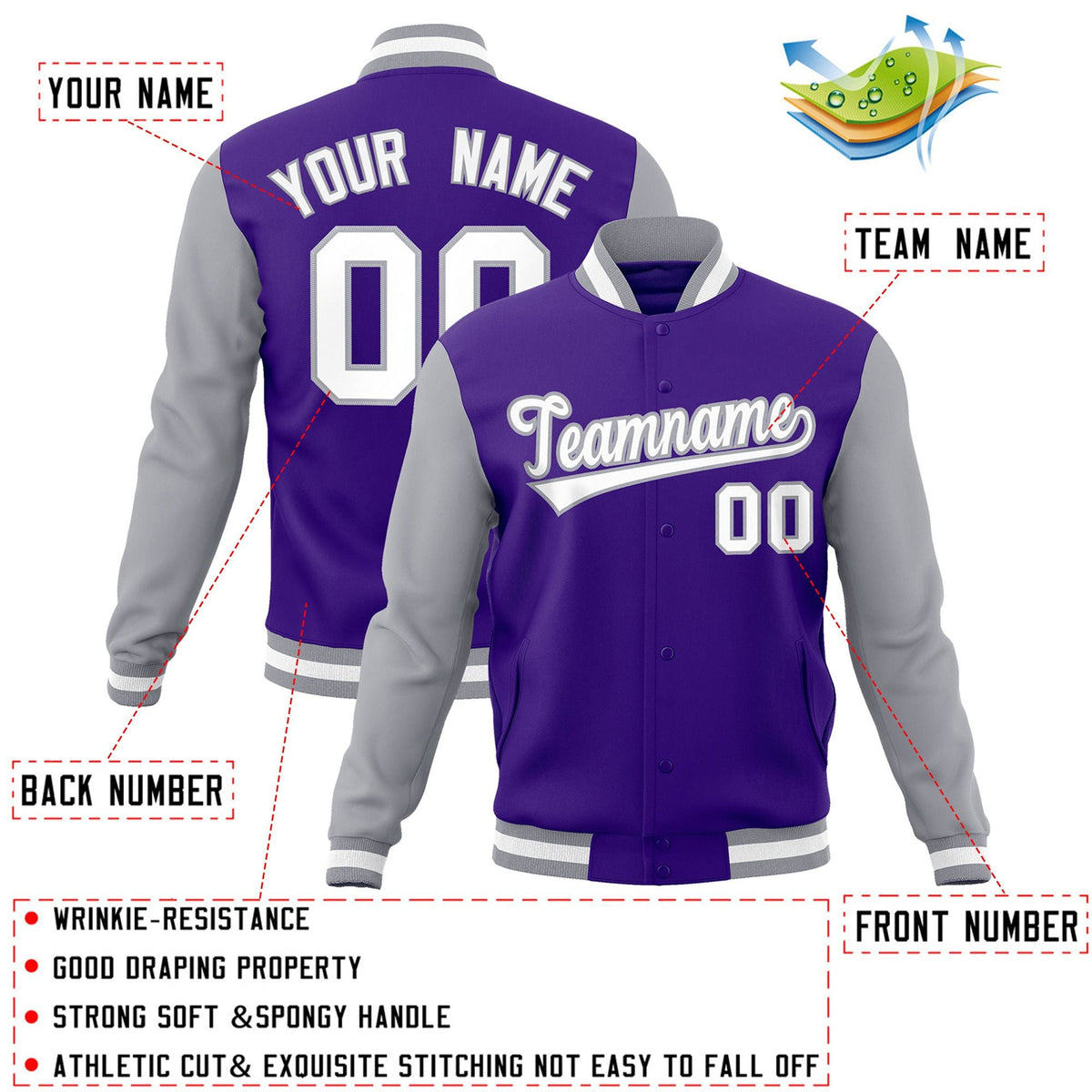 Custom Black White-Black Raglan Sleeves Varsity Full-Snap Letterman Jacket | KXKSHOP