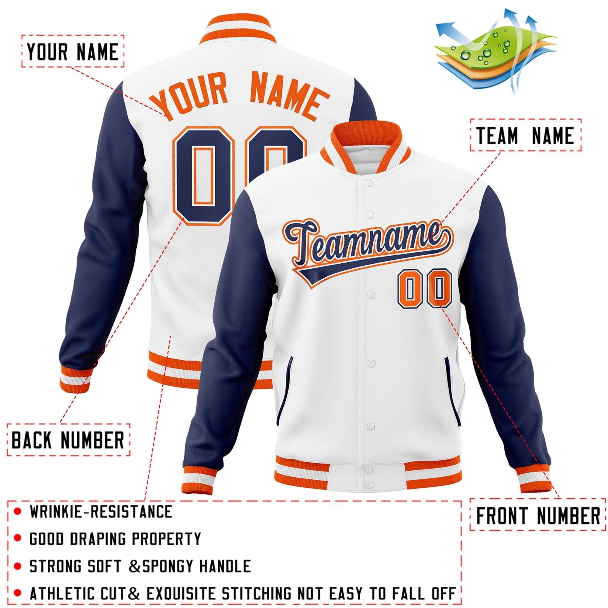 Custom Black White-Black Raglan Sleeves Varsity Full-Snap Letterman Jacket | KXKSHOP