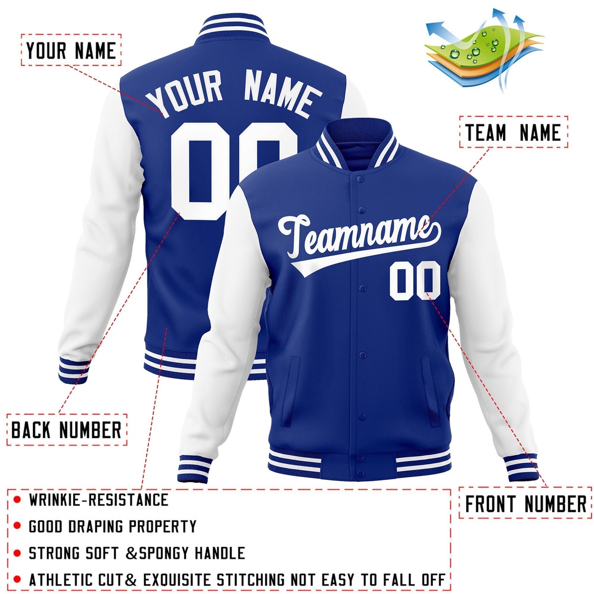 Custom Green Purple-White Raglan Sleeves Varsity Full-Snap Letterman Jacket | KXKSHOP